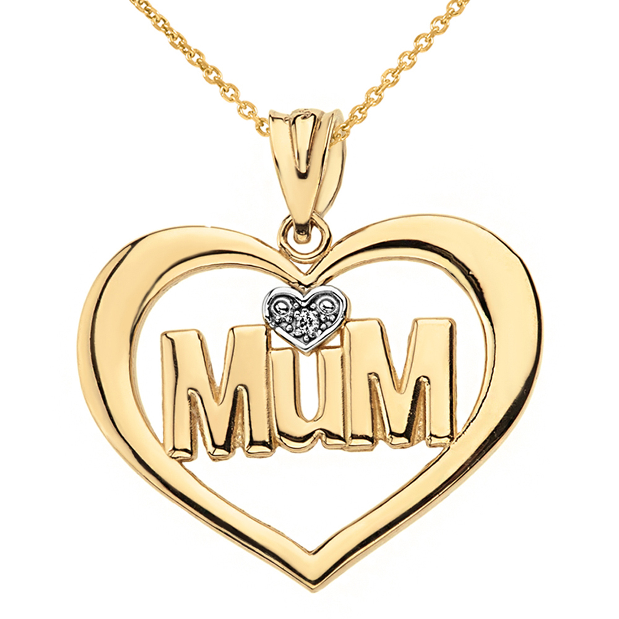 Solid Rose Gold Mum Hearts Pendant Necklace