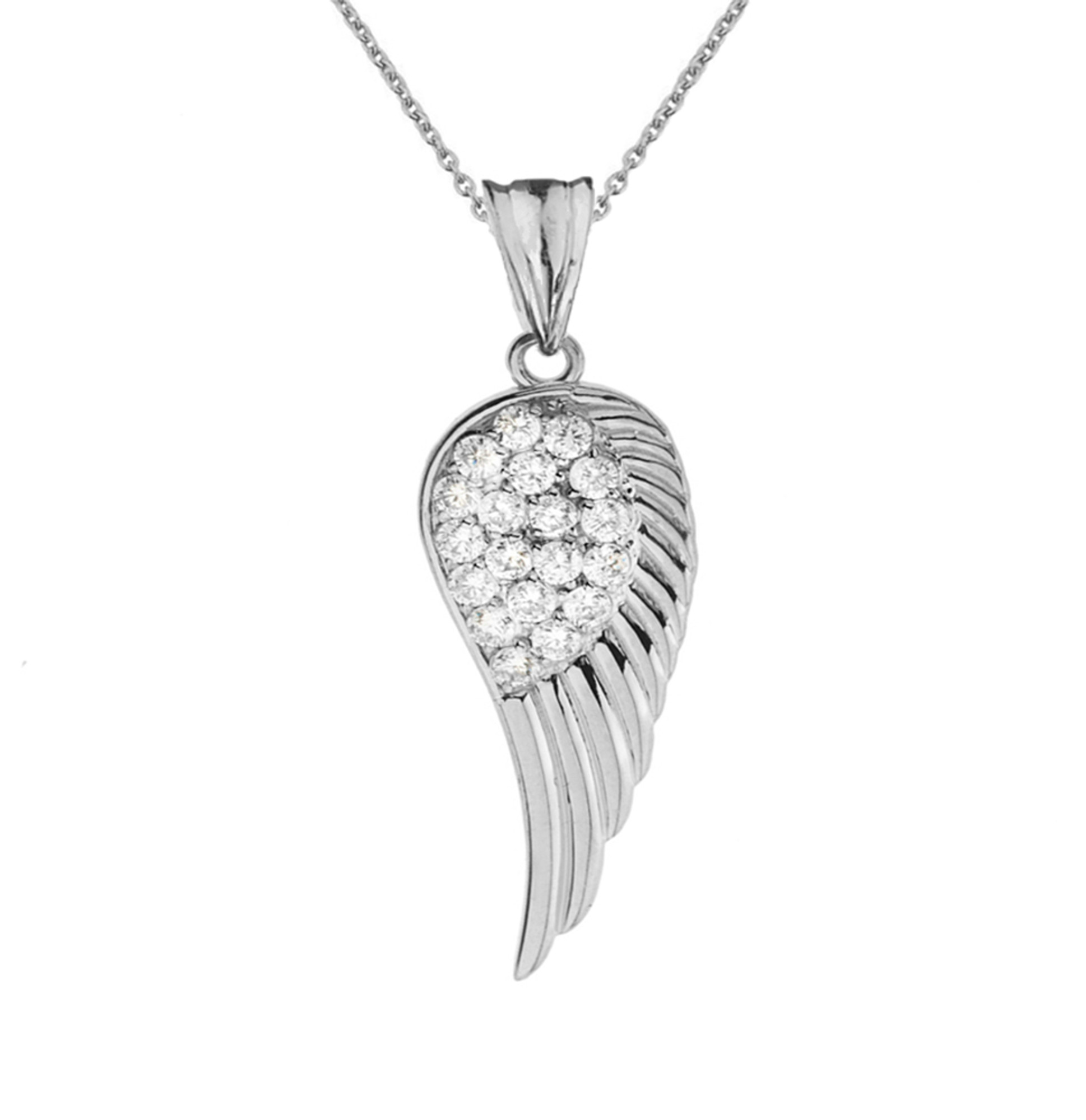Silver CZ Sideways Angel Wing Necklace AGN3010-18 | Moseley Diamond  Showcase Inc | Columbia, SC