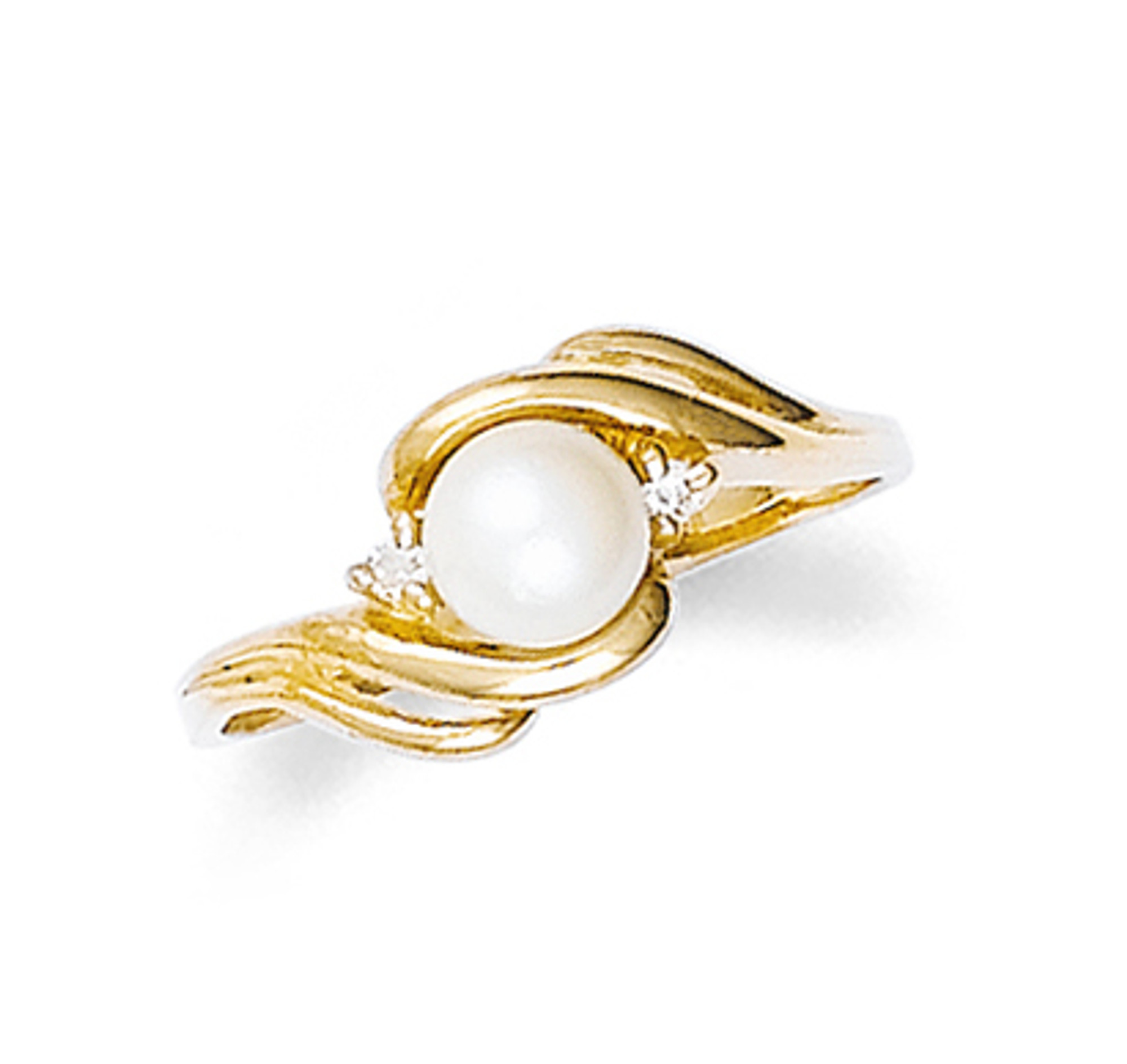 Pave Set Diamond and Pearl Ring, 10.0-11.0 mm Golden South Sea Pearl
