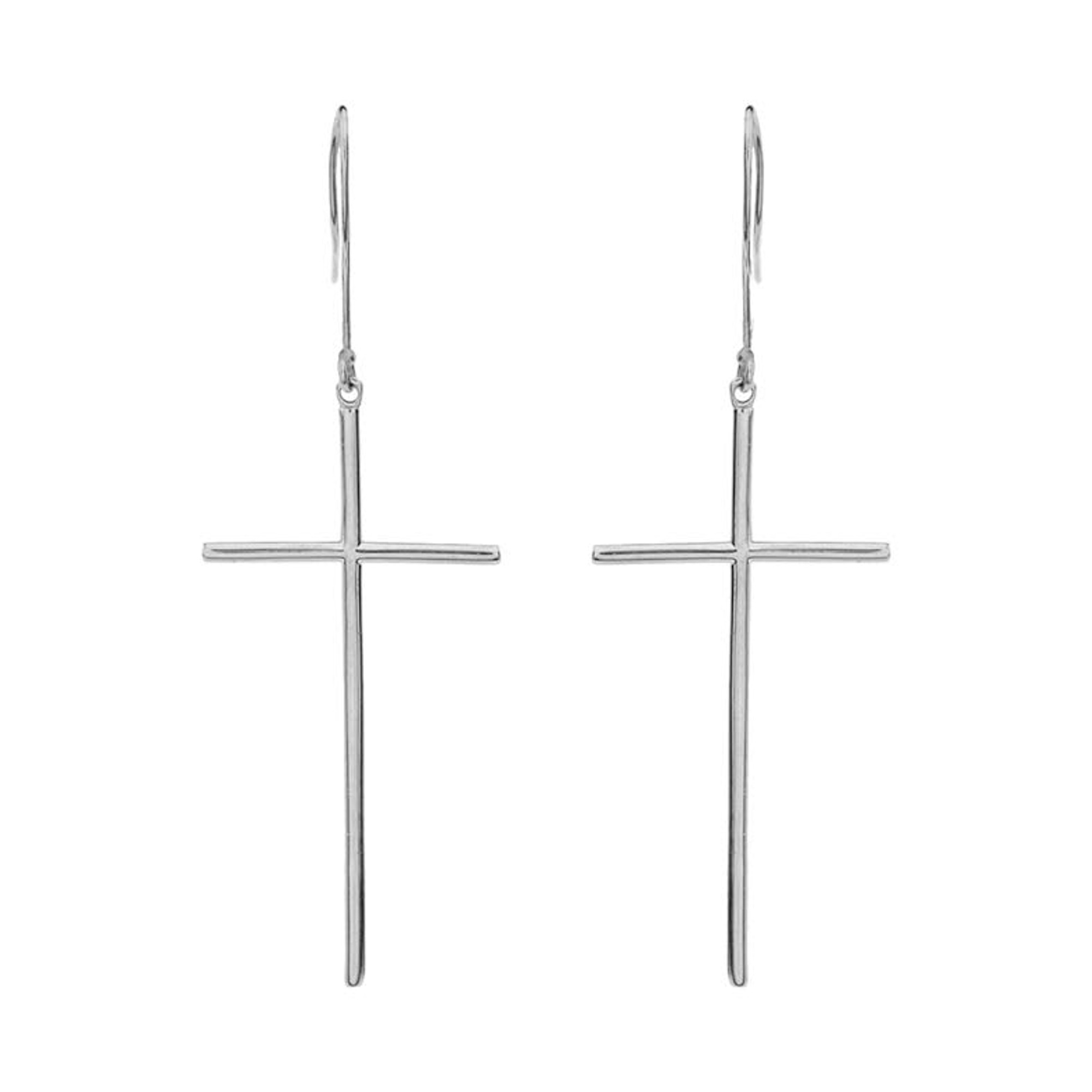 Sterling Silver cross tiny dangle earrings – Drake Designs Jewelry