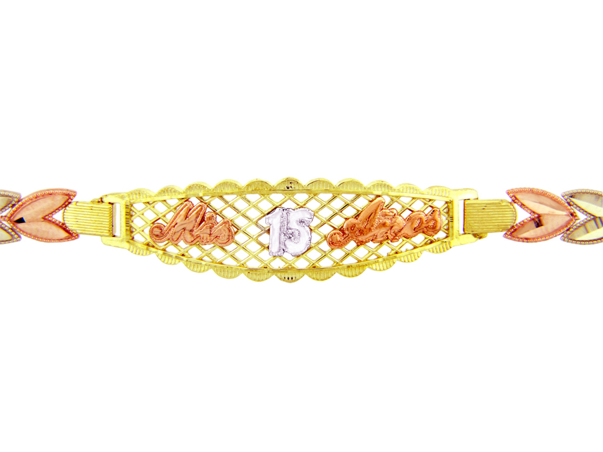 9ct Gold 3 Colour Wishbone Deisgn Bracelet