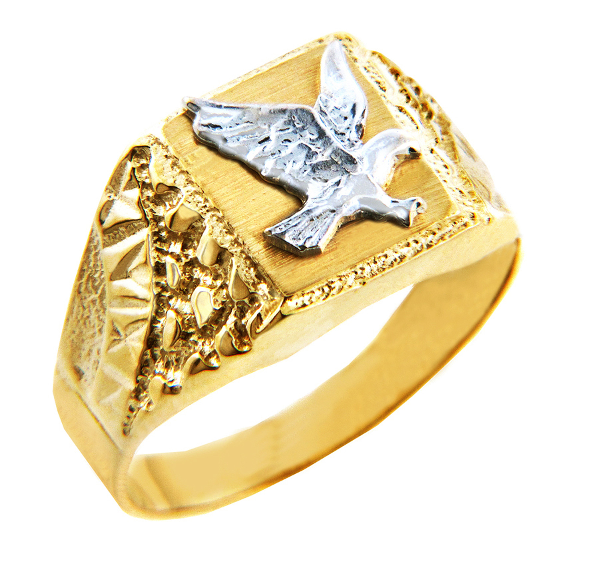 14K Yellow Solid Gold Mens Eagle Ring #10 Anillo de Aguila en Oro Two Tone  Ring 6.28g - Walmart.com