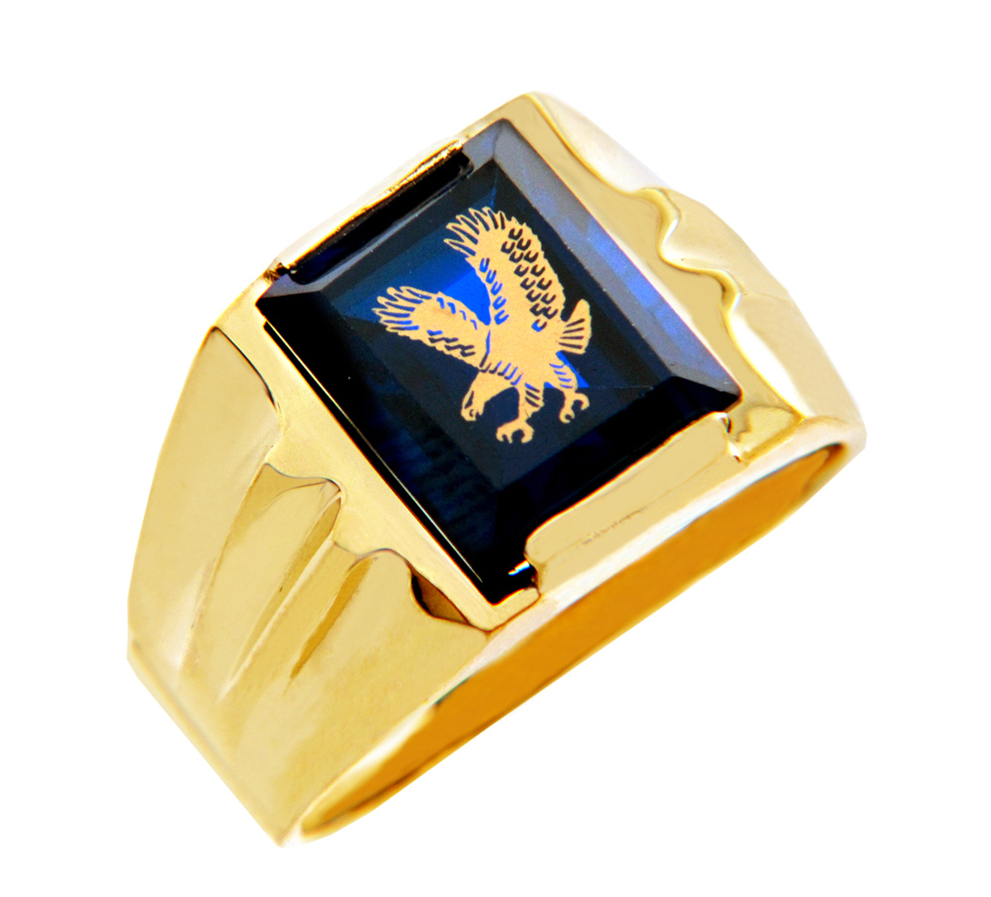 10K Yellow and White Mens Gold Eagle Ring – Boulevard Diamonds
