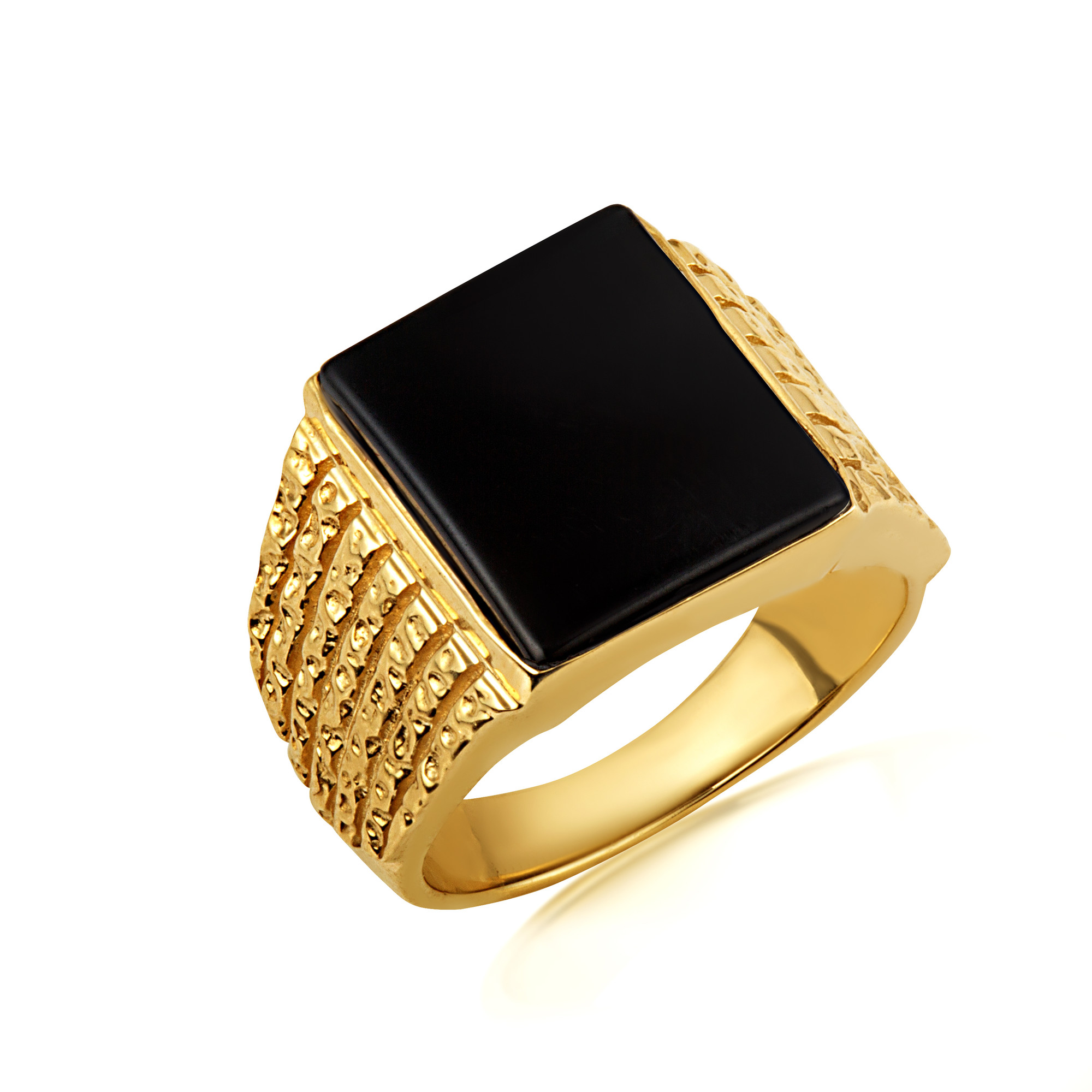 Gold Christian Cross Square Mens Ring