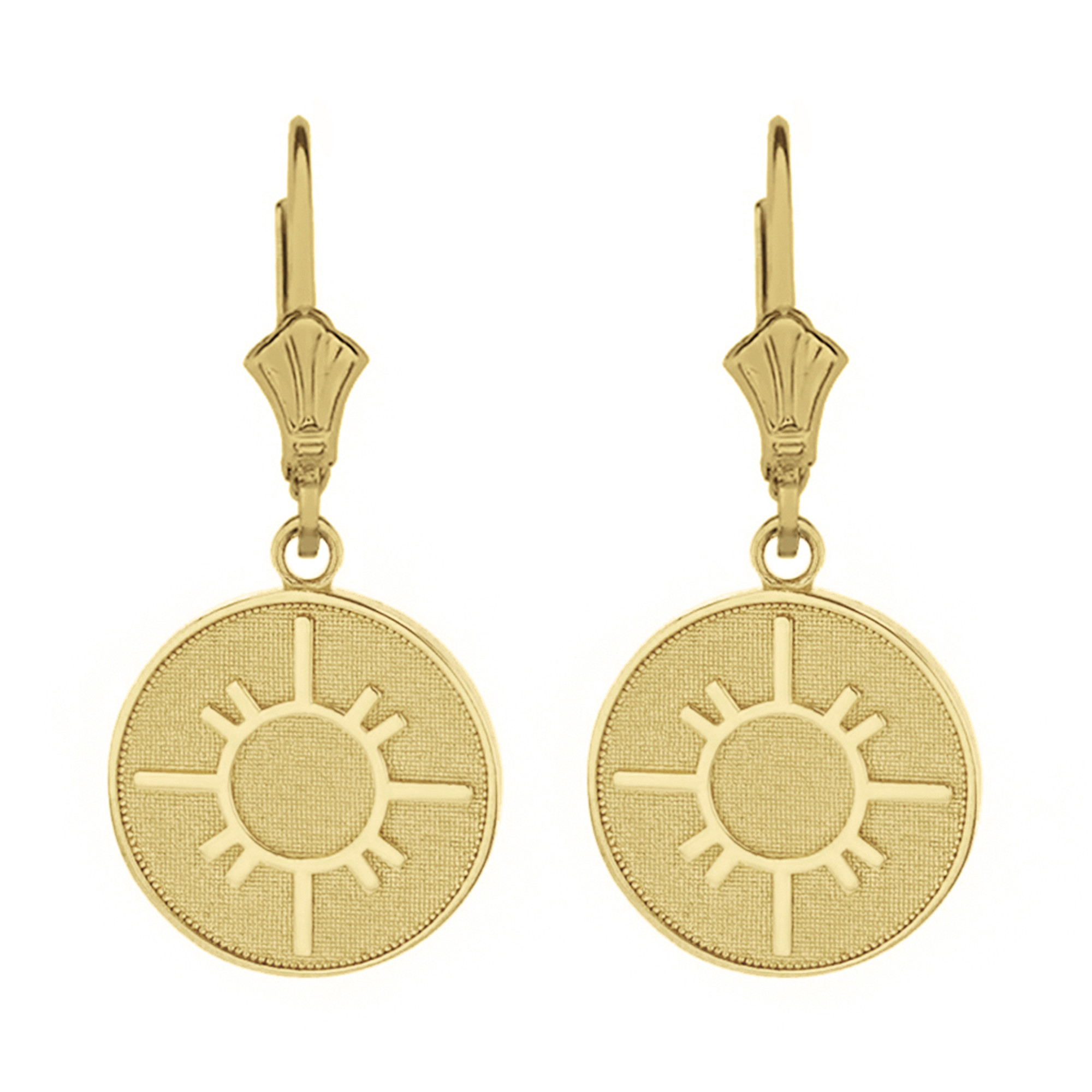 Gold Native American Geometric Sun Symbol Dainty Disc Earring Set(Available in Yellow/Rose/White Gold)