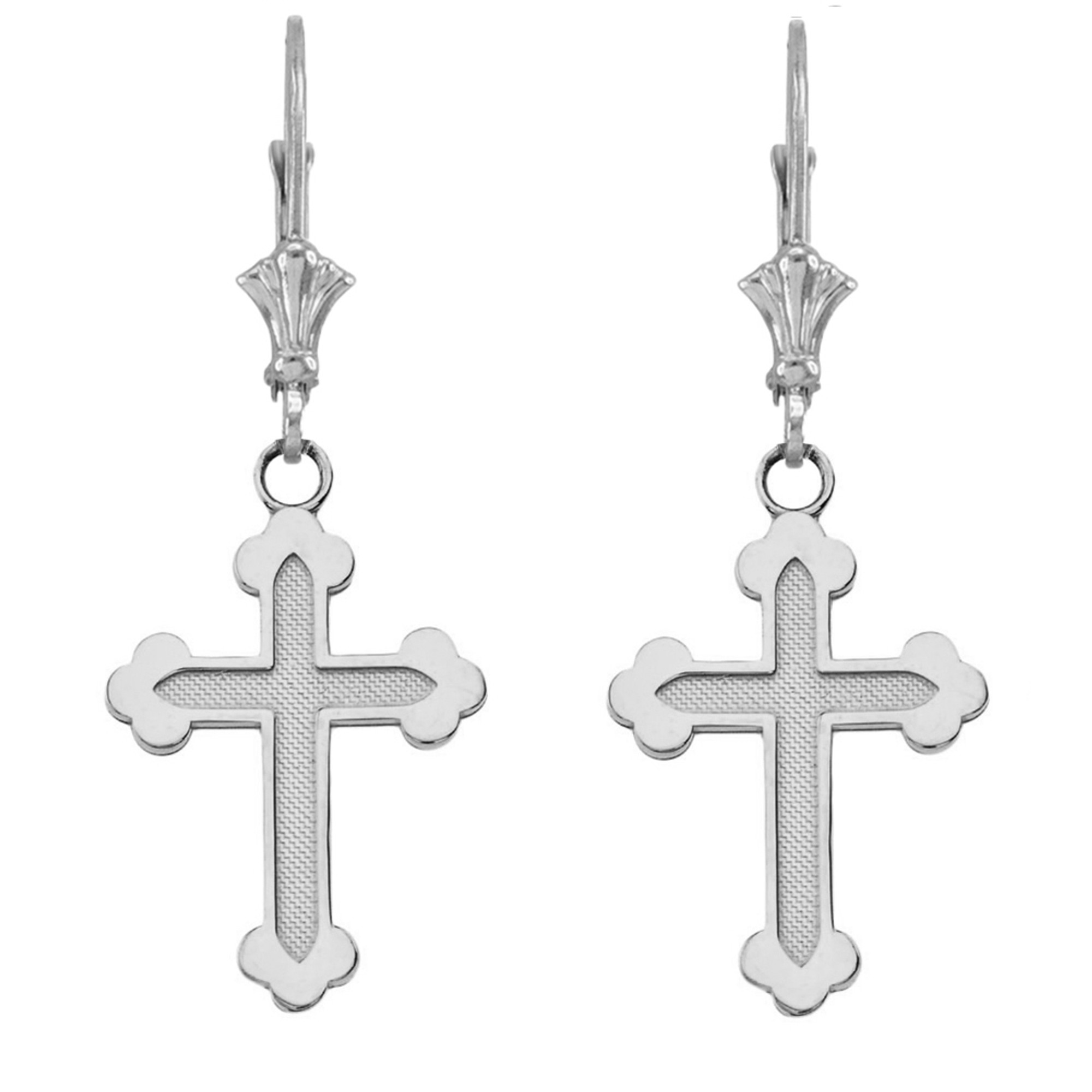 Dainty Greek Orthodox Cross Earrings in Sterling Silver