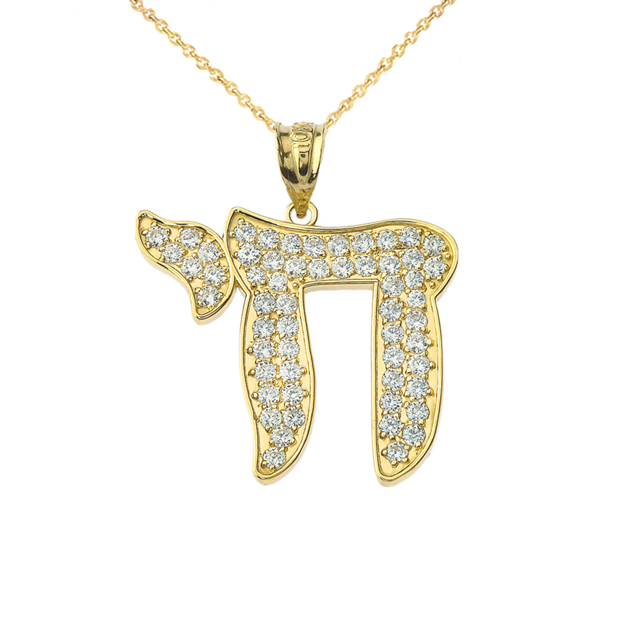 Chai Hebrew Necklace in 14k Gold + Sparkling Diamonds for Women