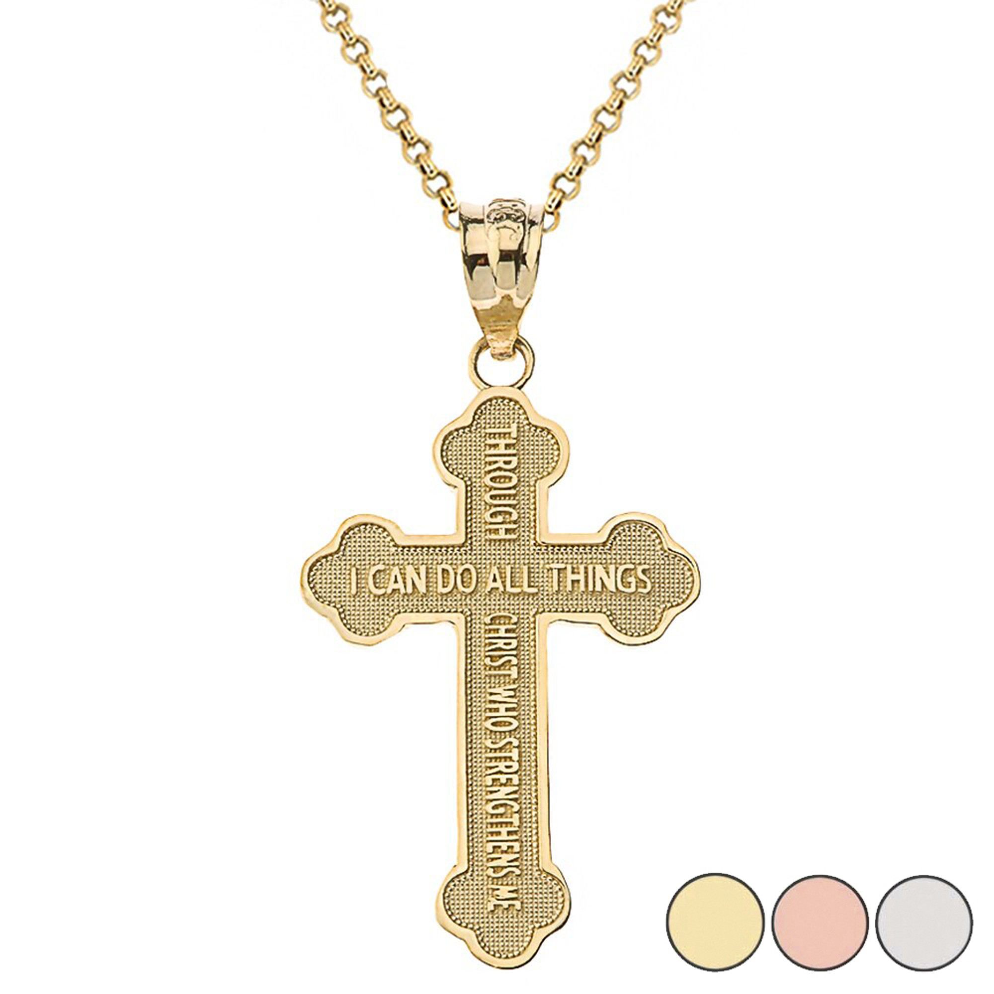 Philippians 4:13 Cross Necklace Bible Verse Stainless Steel Pendant Men  Women | eBay