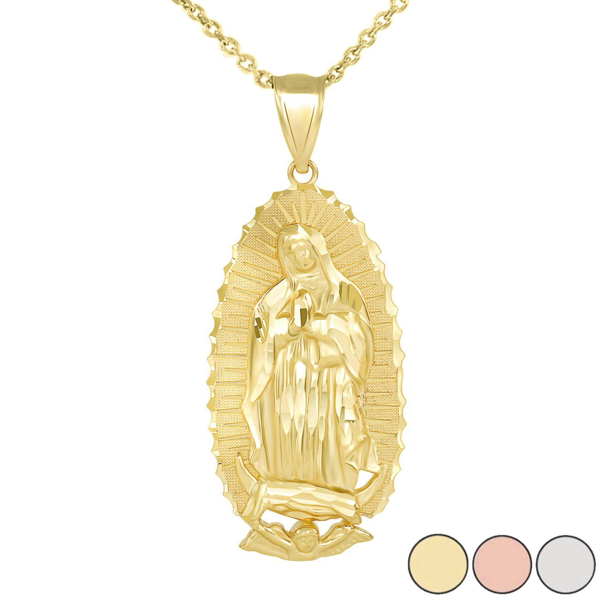 Men's Real 925 Sterling Silver - Virgin Mary Guadalupe Necklace Nuestra  Senora