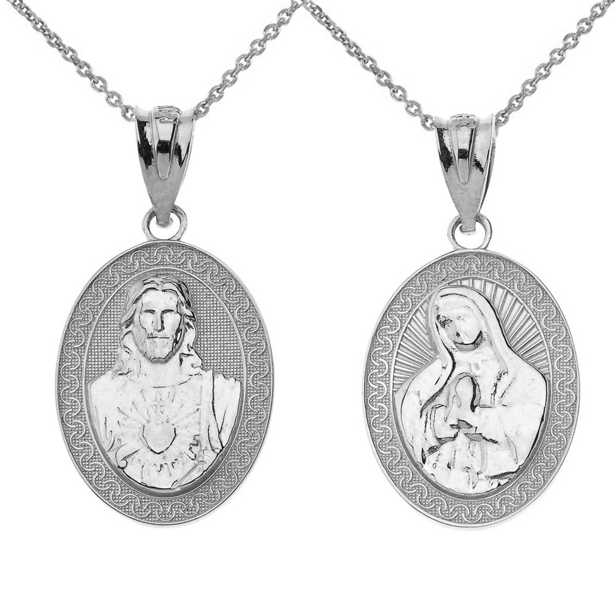 Jesus and virgin mary on sale pendant