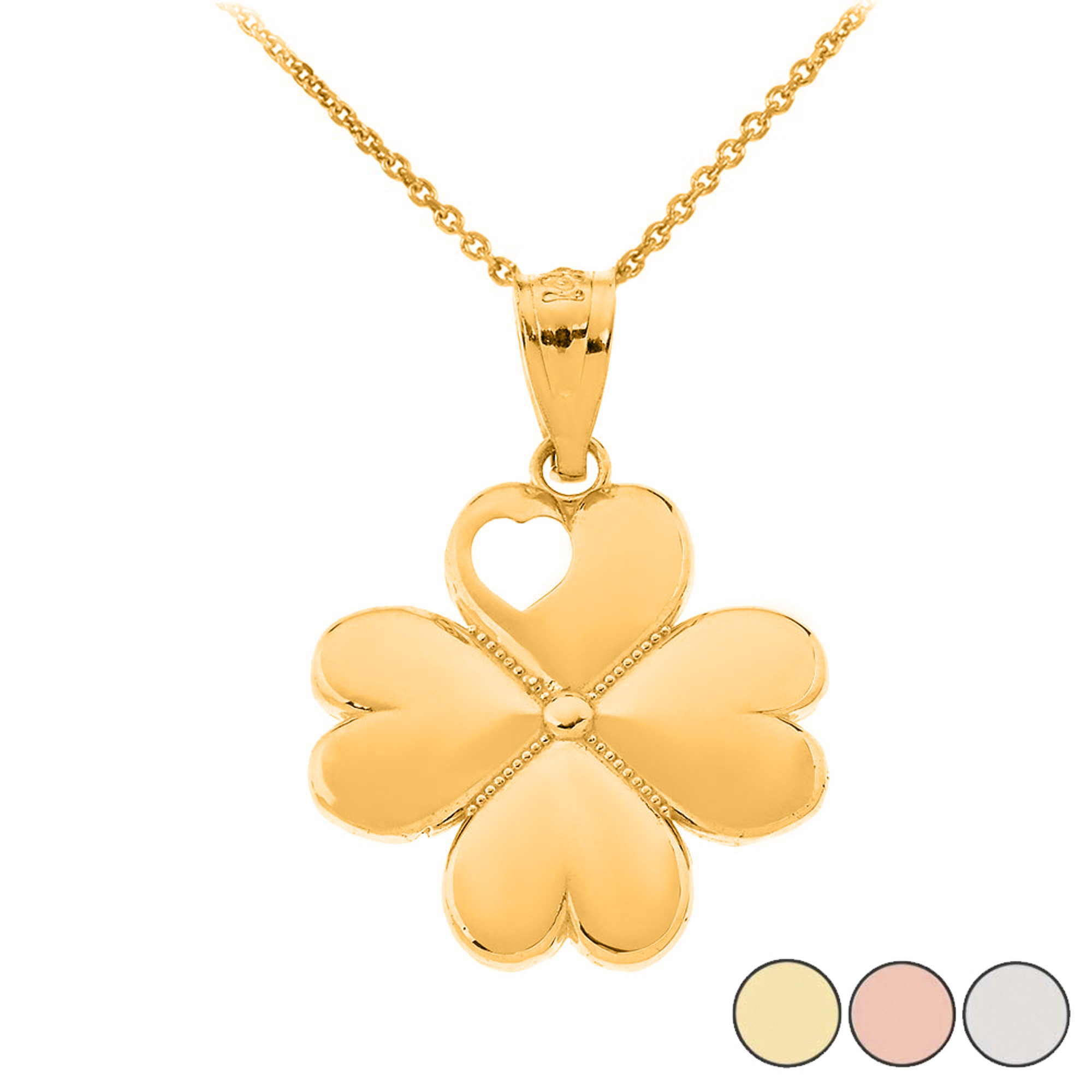 Magnetic Folding Heart Clover Necklace – Chic and Bling