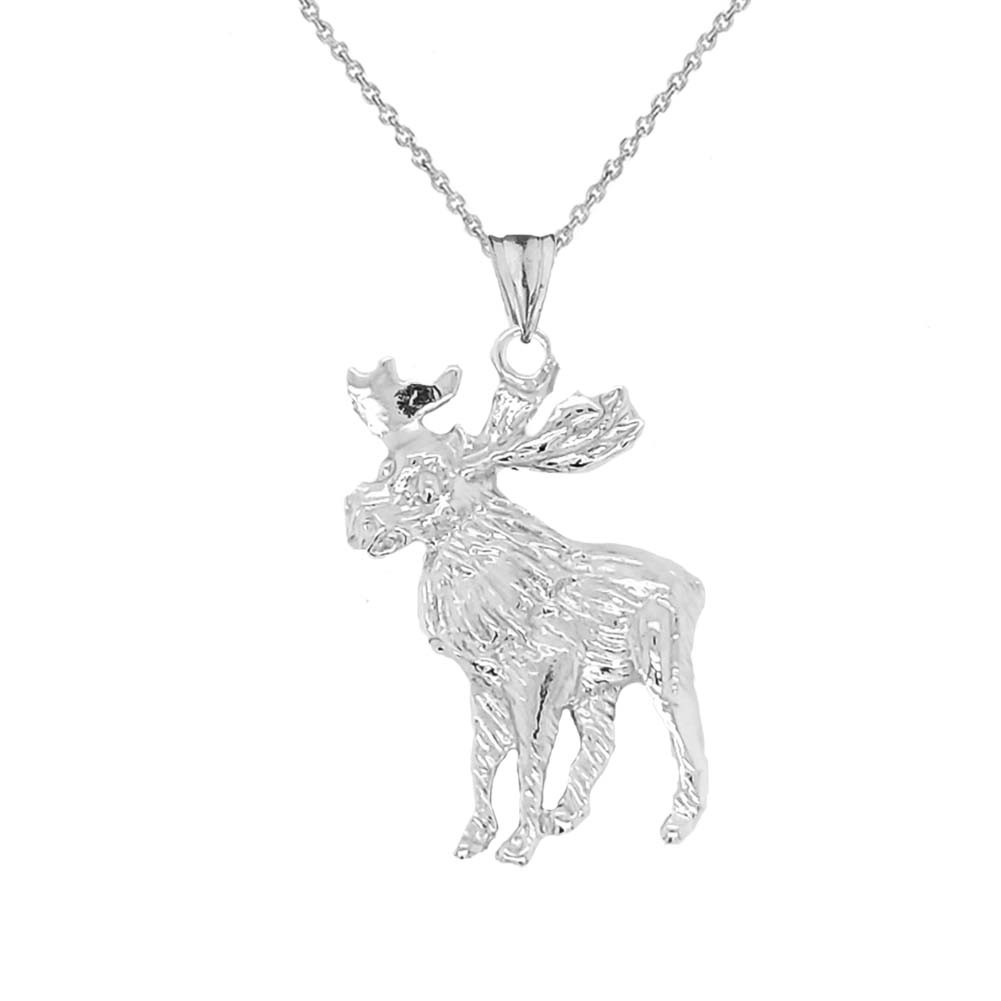 Peora Baltic Amber Moose Pendant Necklace - Sterling Silver With 18" Chain, Cognac Color