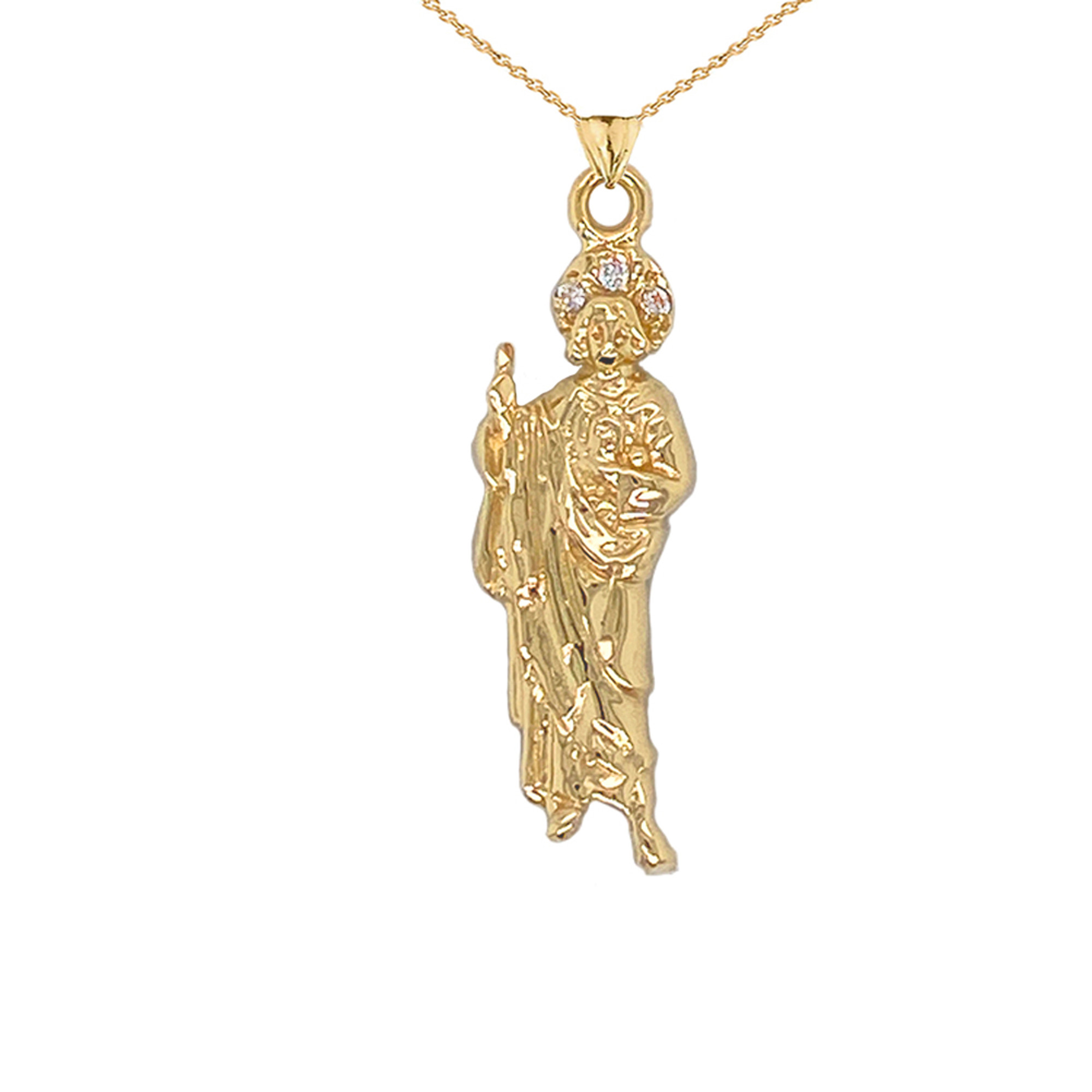 Gold Plated CZ Saint Jude Necklace