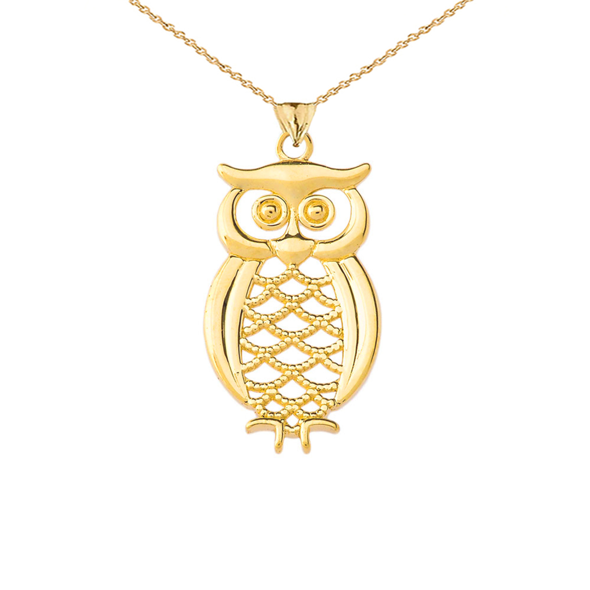 Owl Pendant Necklace - Silver Plated