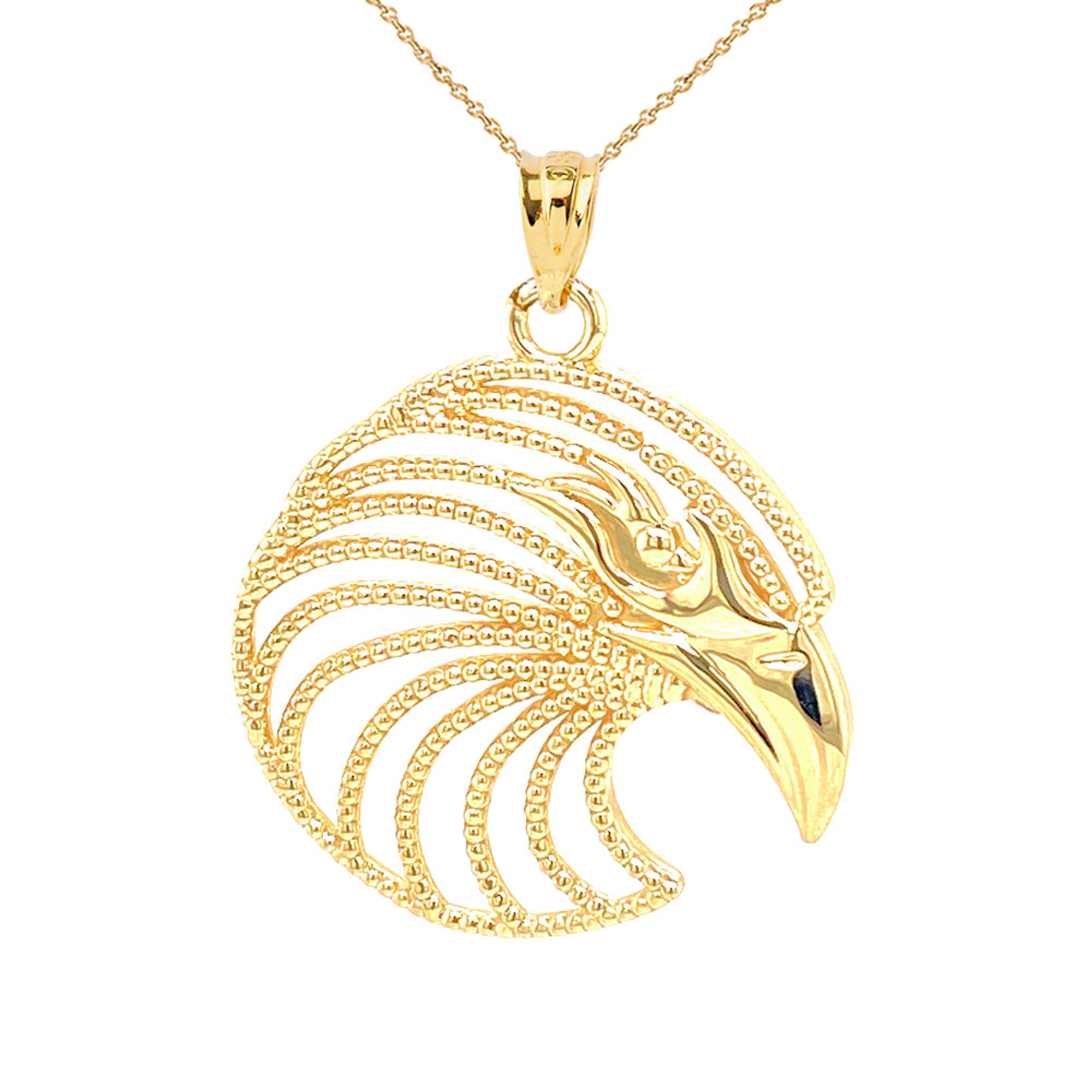 Solid Gold Polish Eagle Pendant Gold M | Factory Direct Jewelry