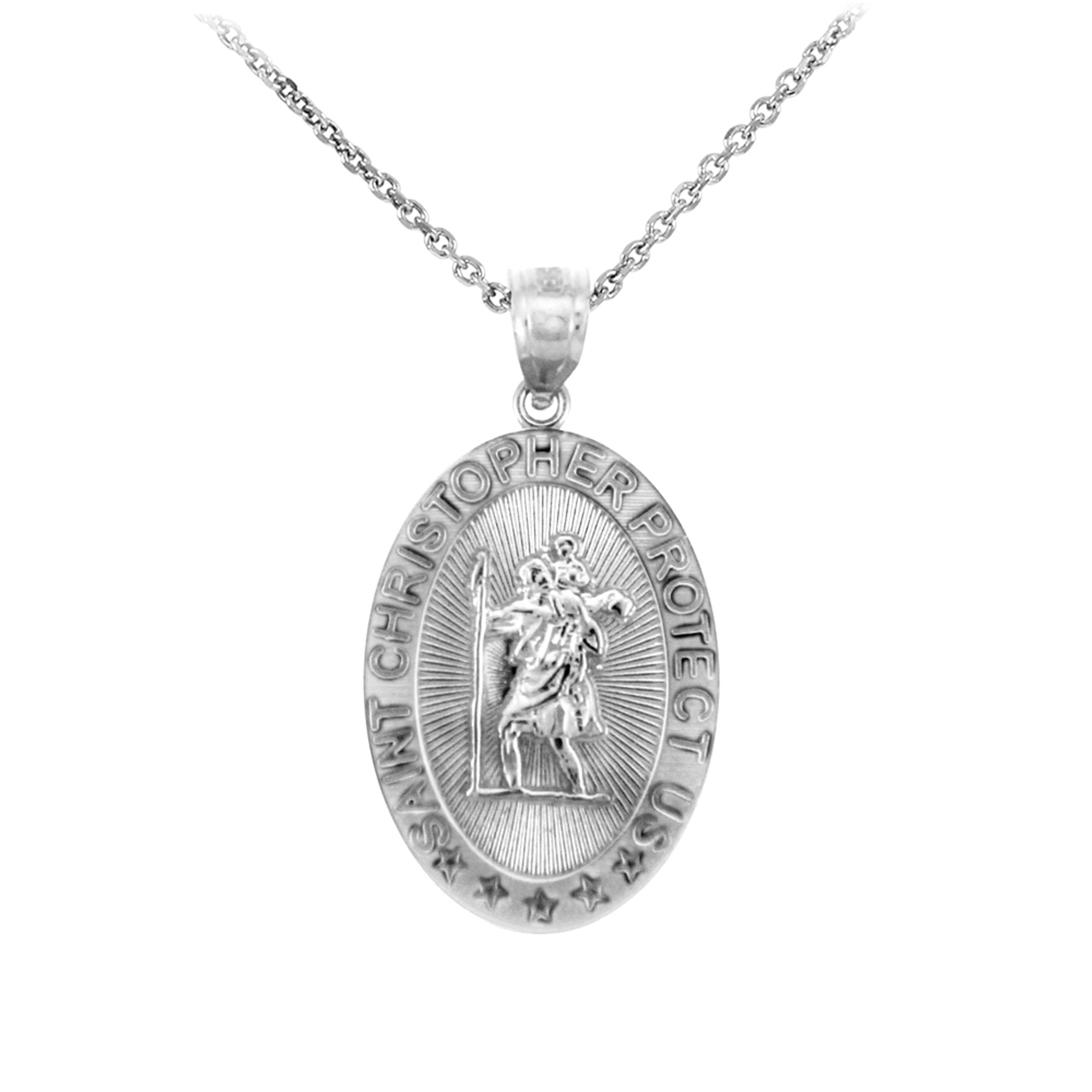 925 Sterling Silver Rhodium Plated Religious Pendant With Chain For Wo –  Carlton London Online