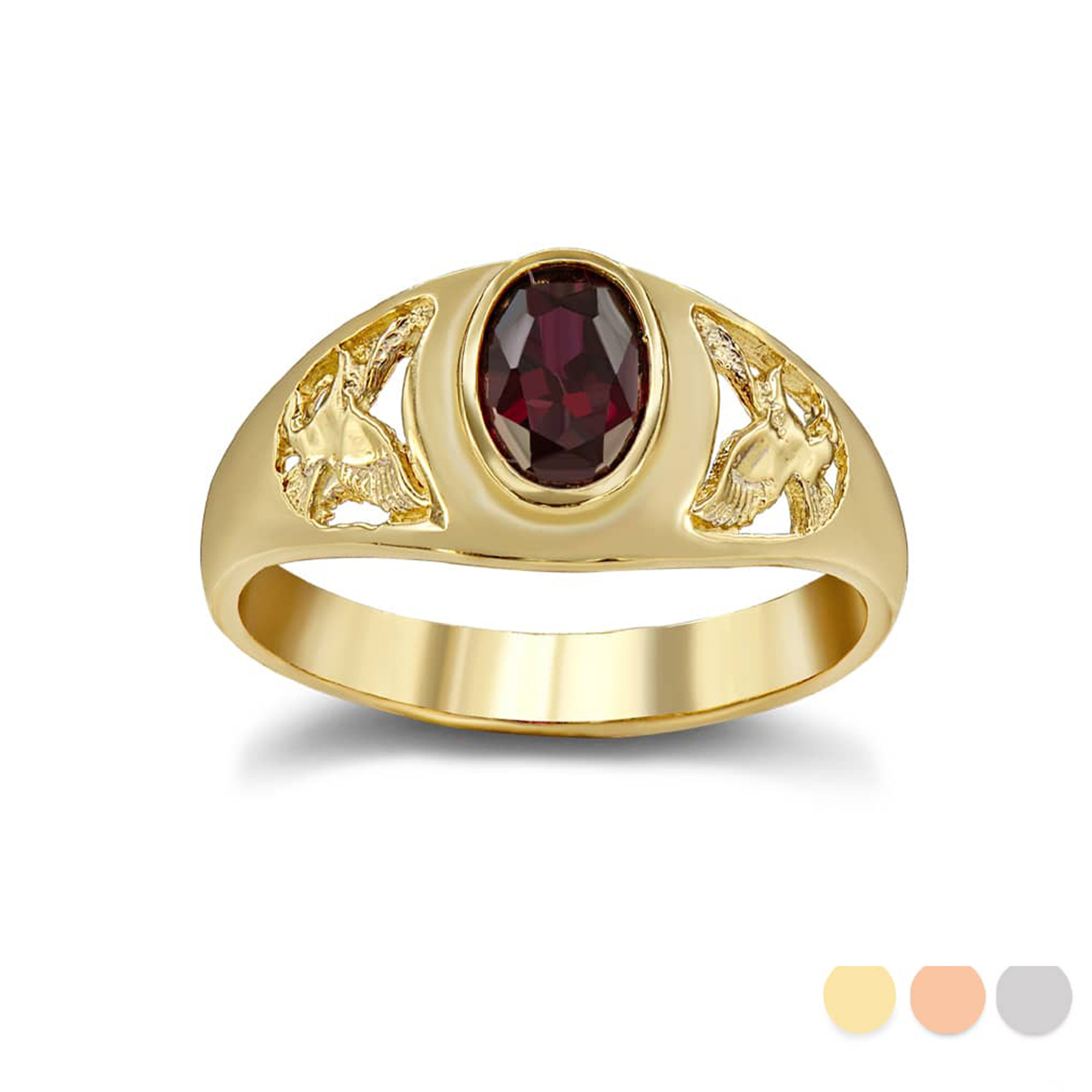 Red Birthstone American Eagle Ring in Gold (Available in Yellow/ White ...