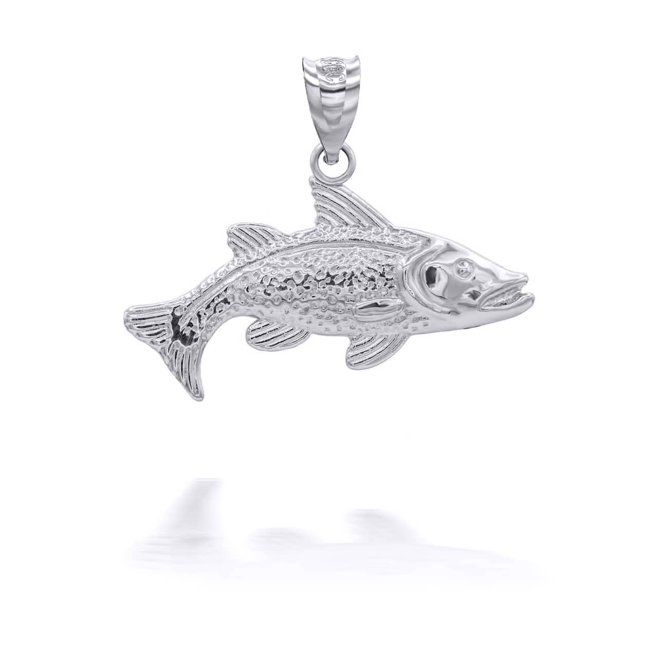 Trout Fish in Solid Gold Pendant / Necklace Factory Direct Jewelry
