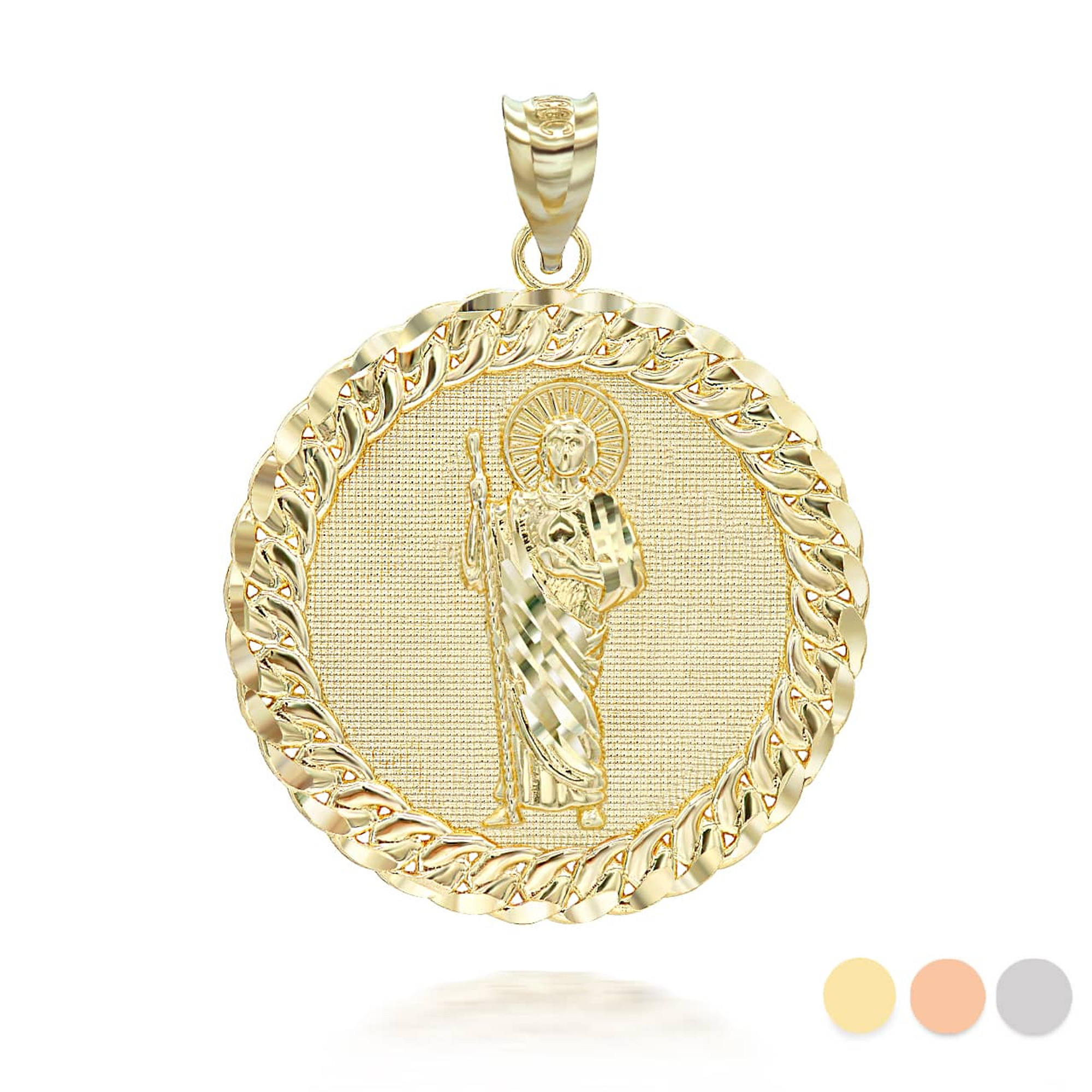Amazon.com: Luxe & Co. Jewelry Saint Jude Necklace 14K Gold Plated San  Judas Medalla Cadena Oro Laminado San Judas Necklace (Green, 24