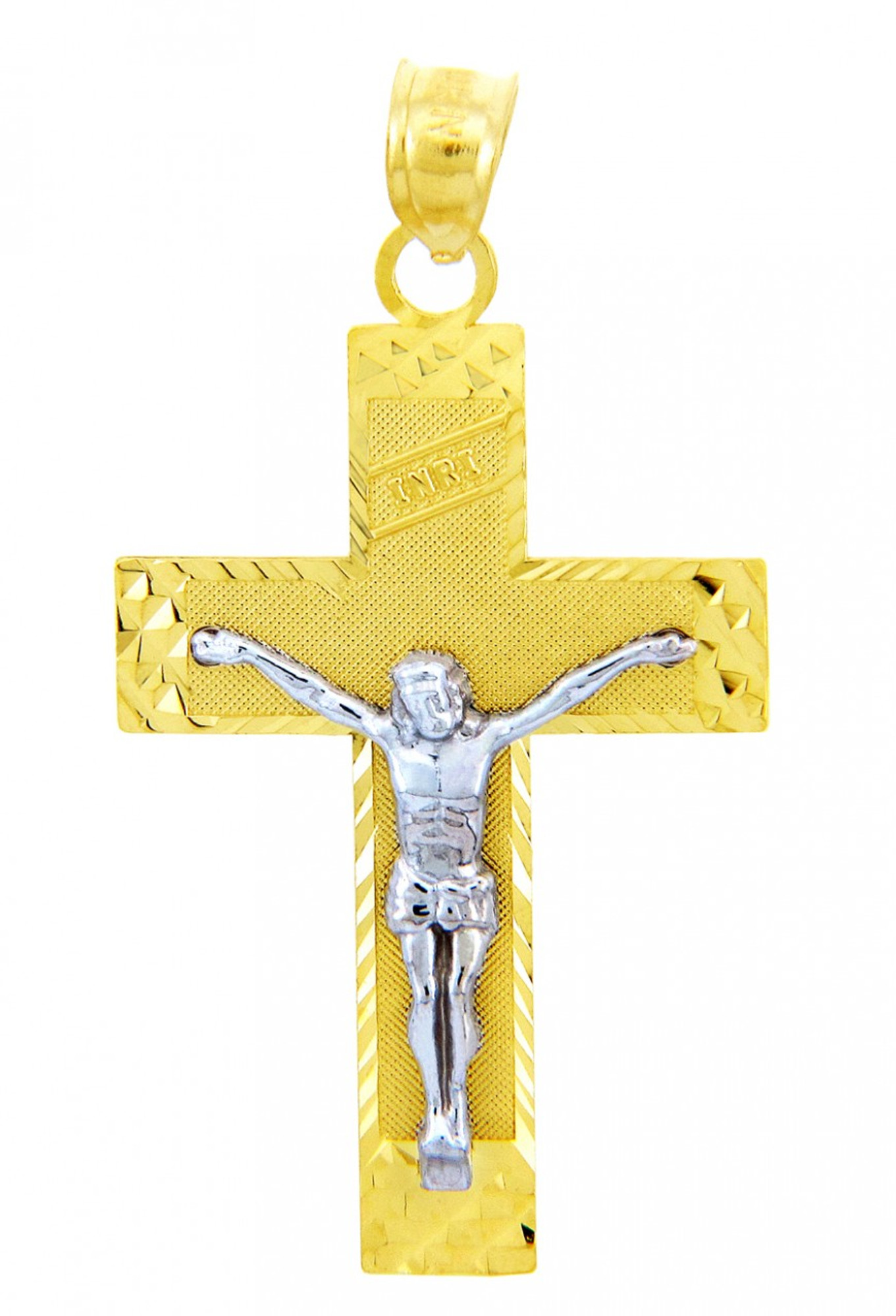 Two Tone Gold Crucifix Pendant - The INRI Crucifix