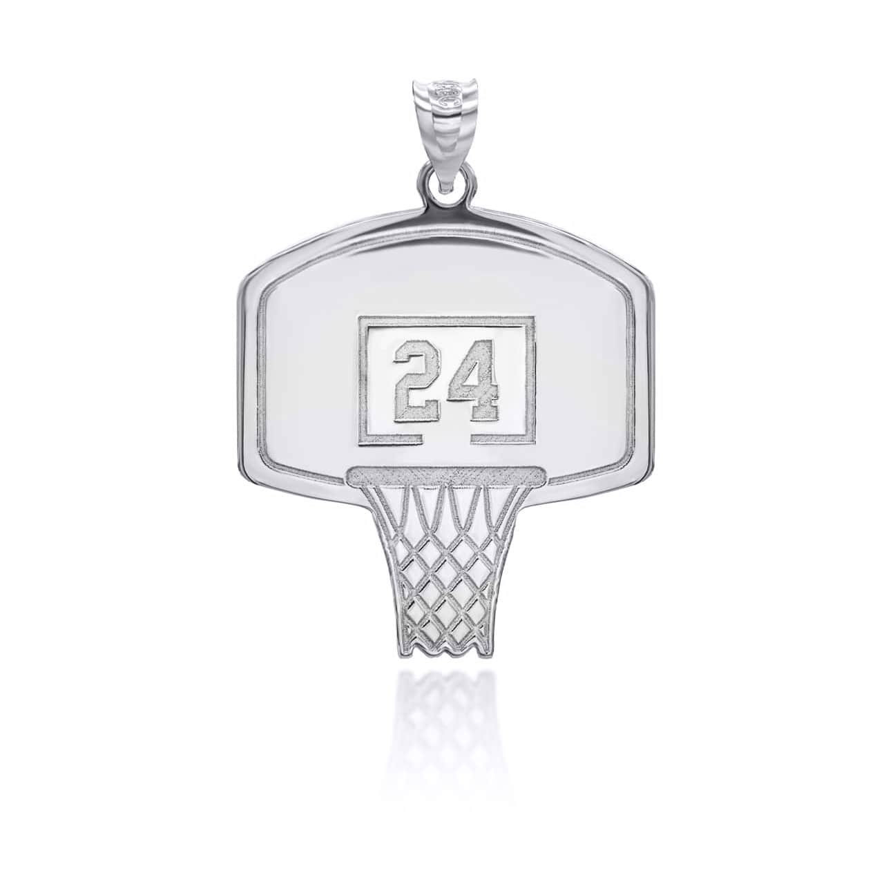 Silver Personalized Basketball Hoop Reversible Necklace