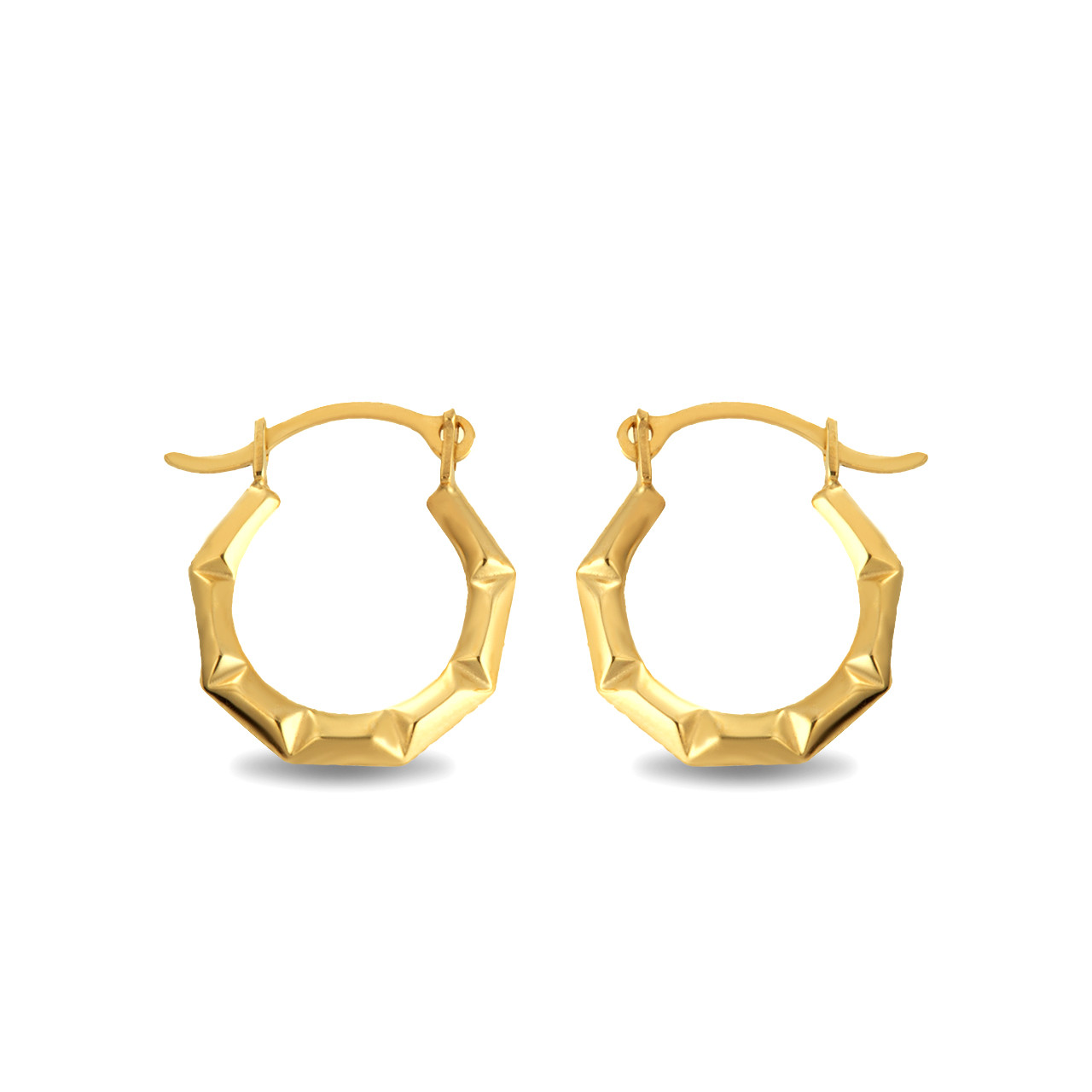 Everlasting Gold 10k Gold Texture Octagon Hoop Earrings Everlasting Gold 10k Gold Texture Octagon Hoop Earrings
