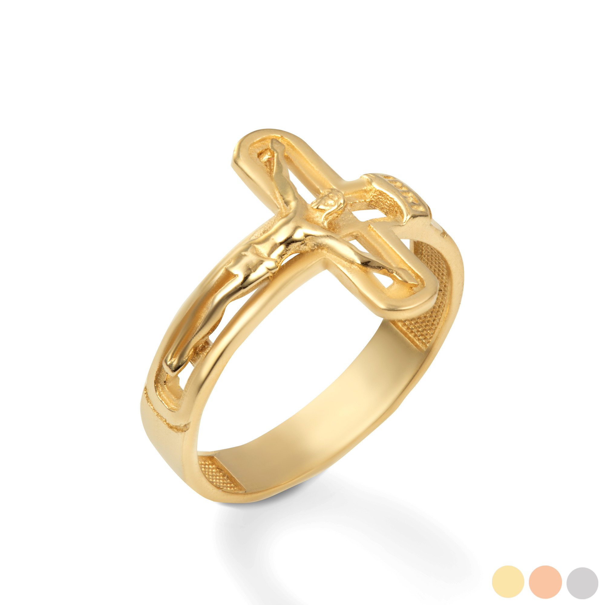 14K Solid Gold CZ Religious Ring – Ioka Jewelry