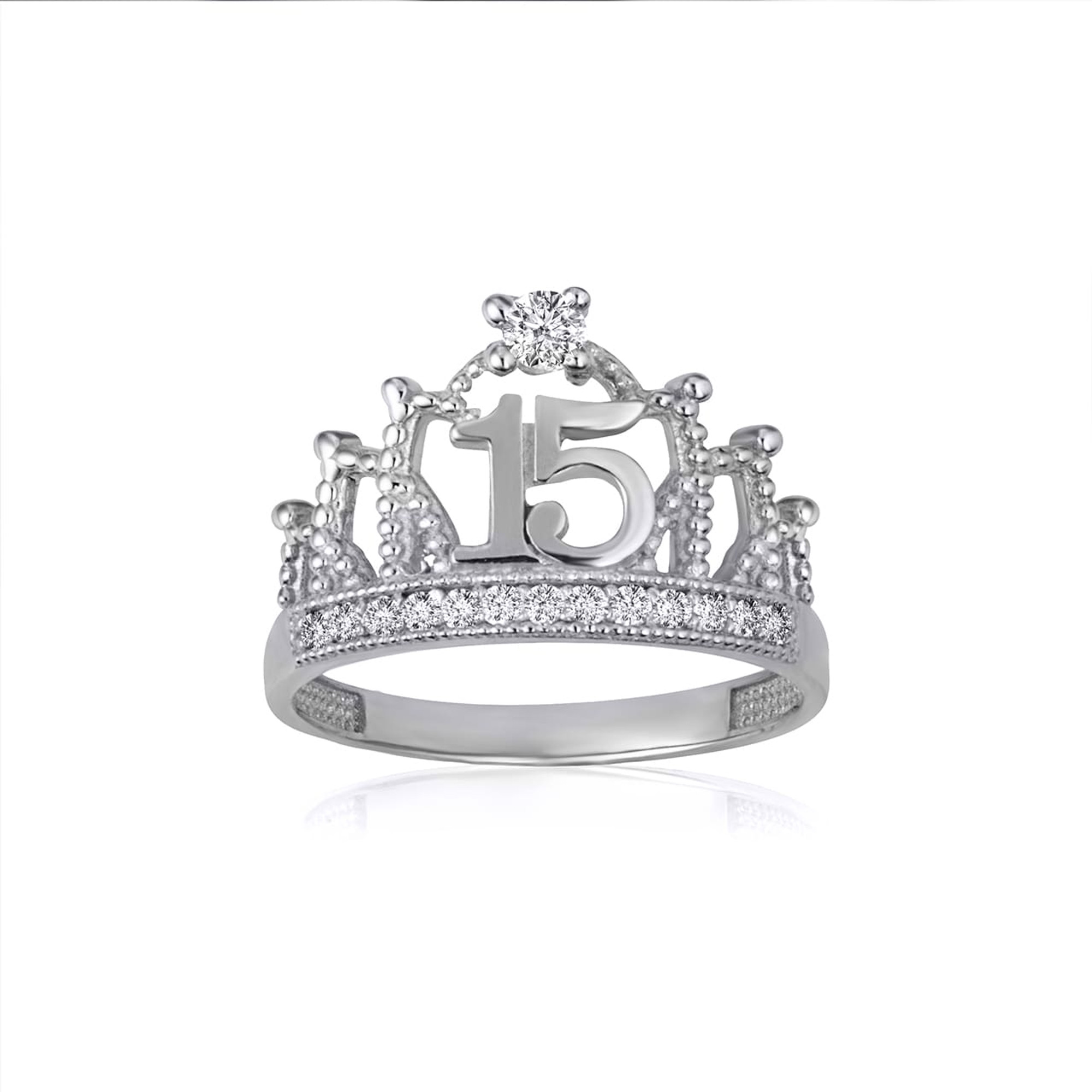 Sterling Silver Princess Crown Ring (Yellow Gold Plated) - Walmart.com