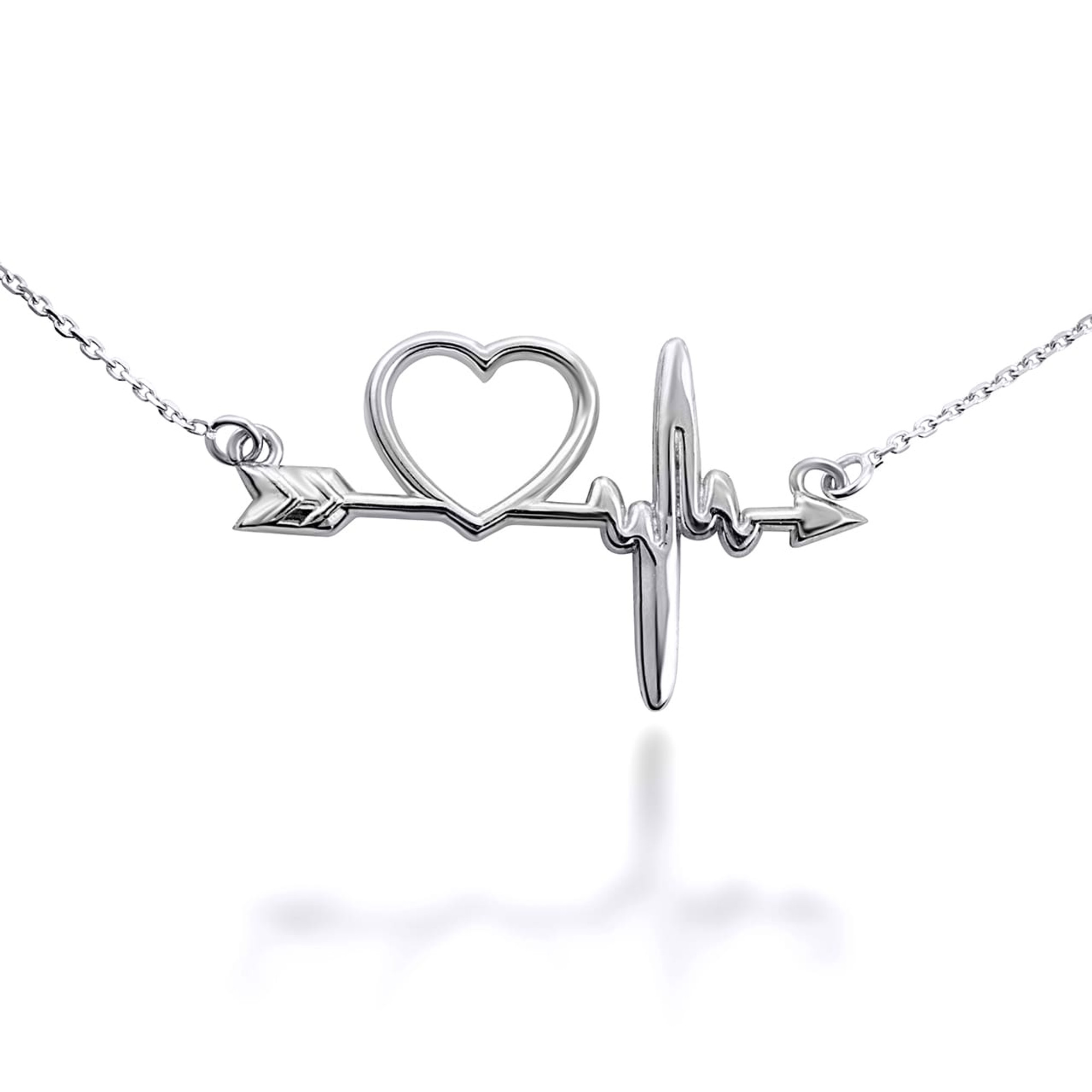 14k White Gold Polished and Textured Bow and Arrow Pendant - Quality Gold