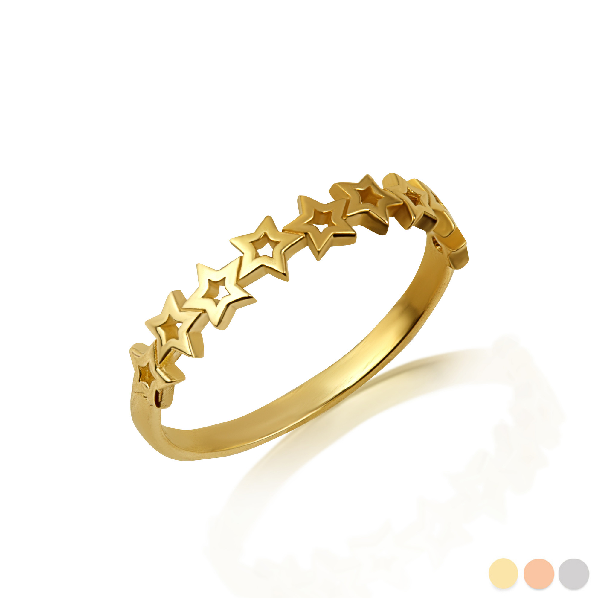 Yellow Gold Four Star Diamond Gap Ring