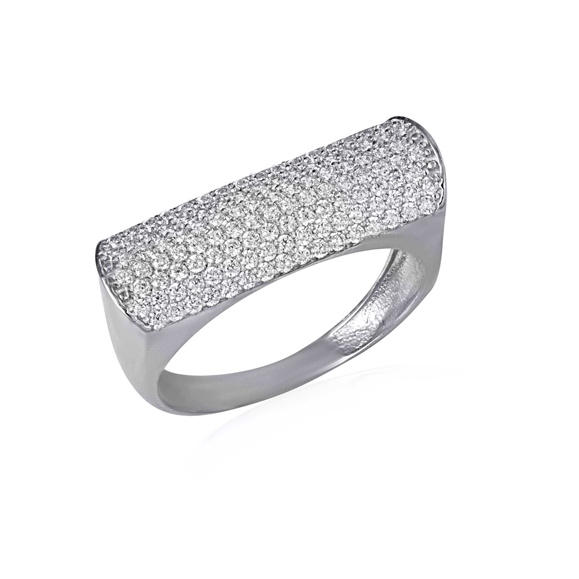 925 Sterling Silver Rectangular Bar Pave Set CZ Statement Ring | Factory  Direct Jewelry