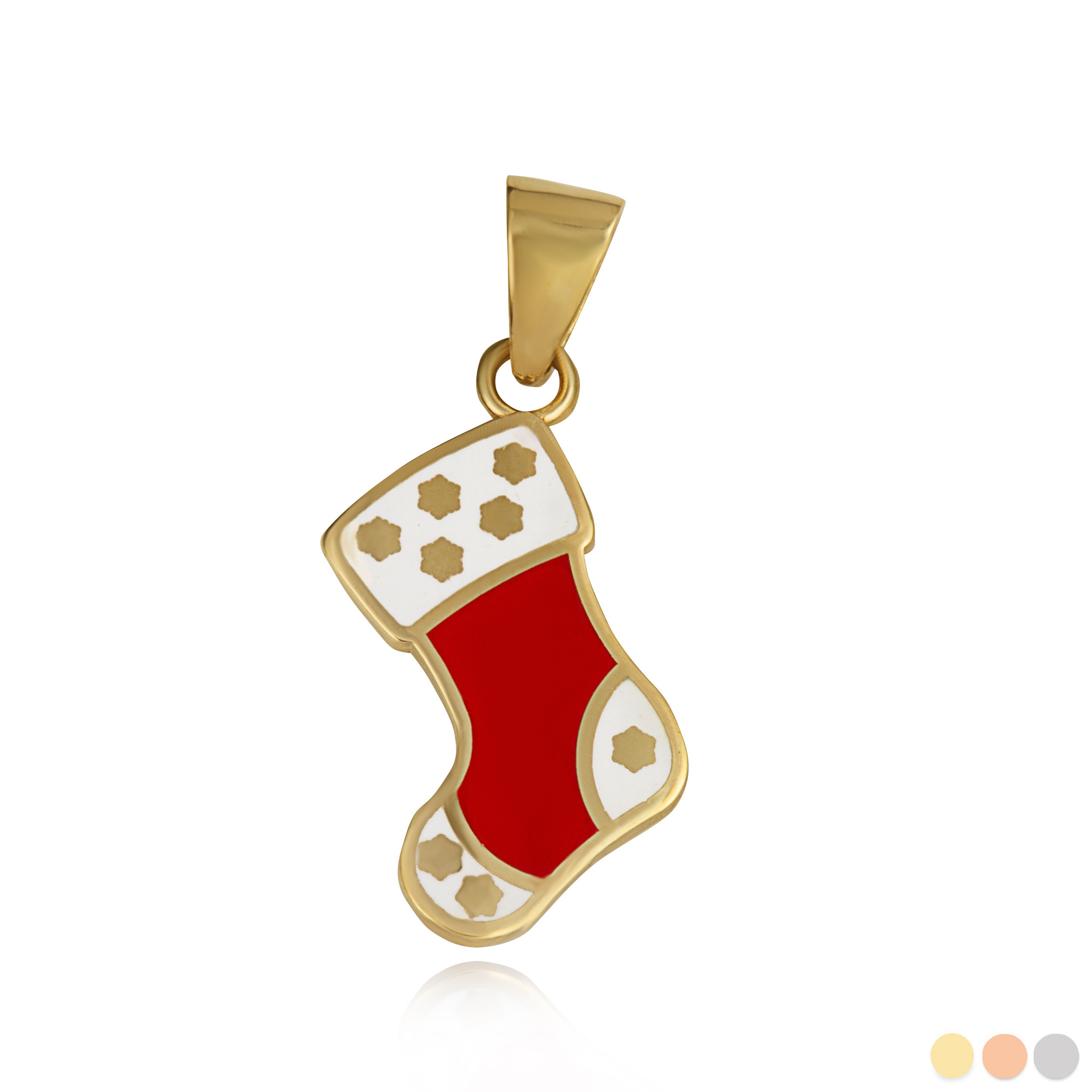 Gold Christmas Holiday Stocking Enamel Pendant Necklace Factory