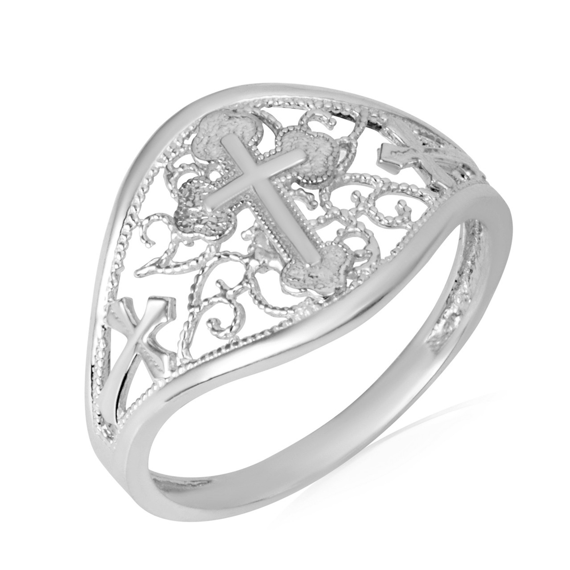 .925 Sterling Silver Filigree Cross Ring | Factory Direct Jewelry