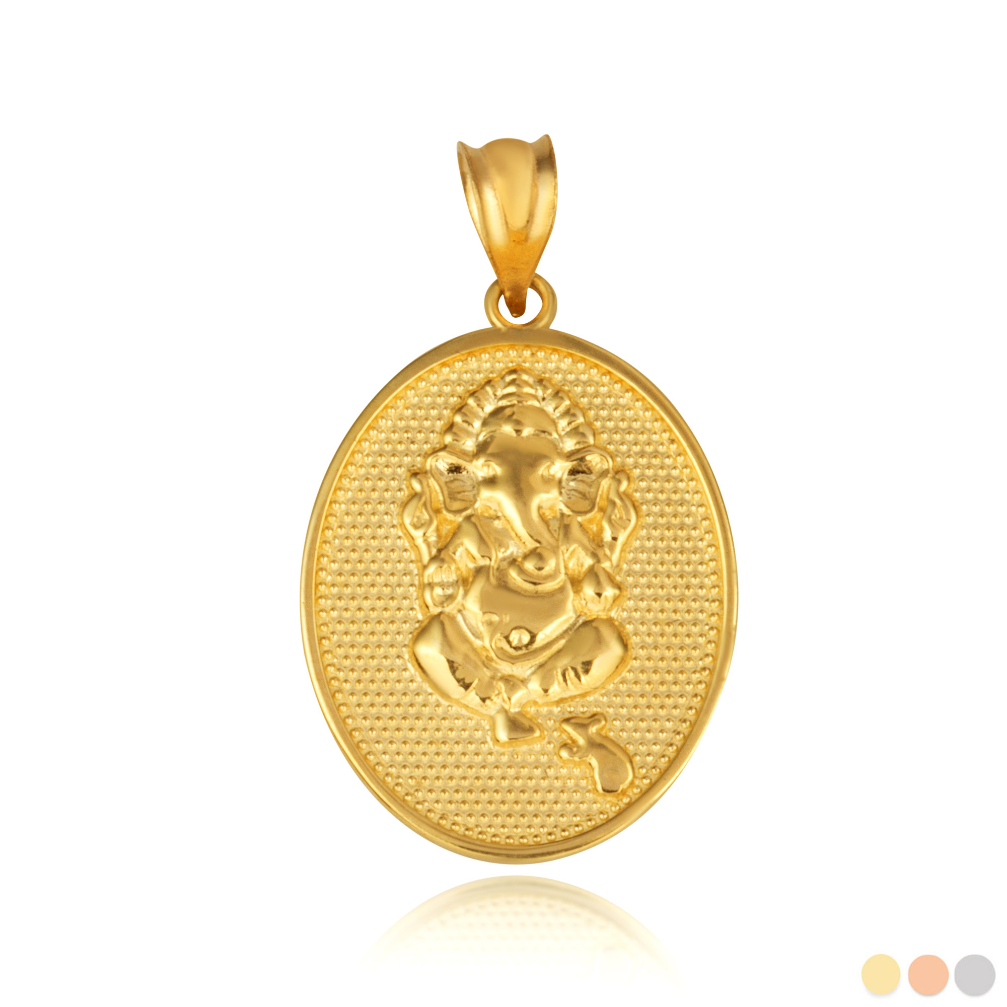 Gold Hindu Elephant God Ganesha Medallion Pendant Necklace Factory