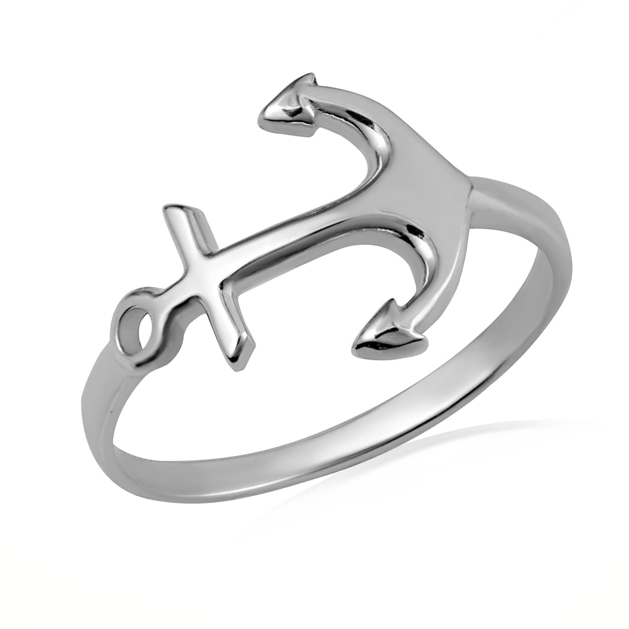 .925 Sterling Silver Nautical Anchor Band Ring Factory Direct Jewelry