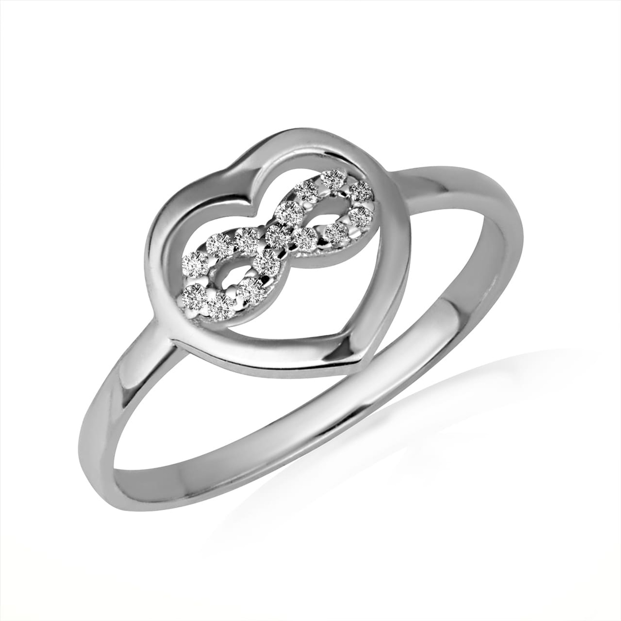 .925 Sterling Silver CZ Studded Infinity Heart Ring | Factory Direct ...