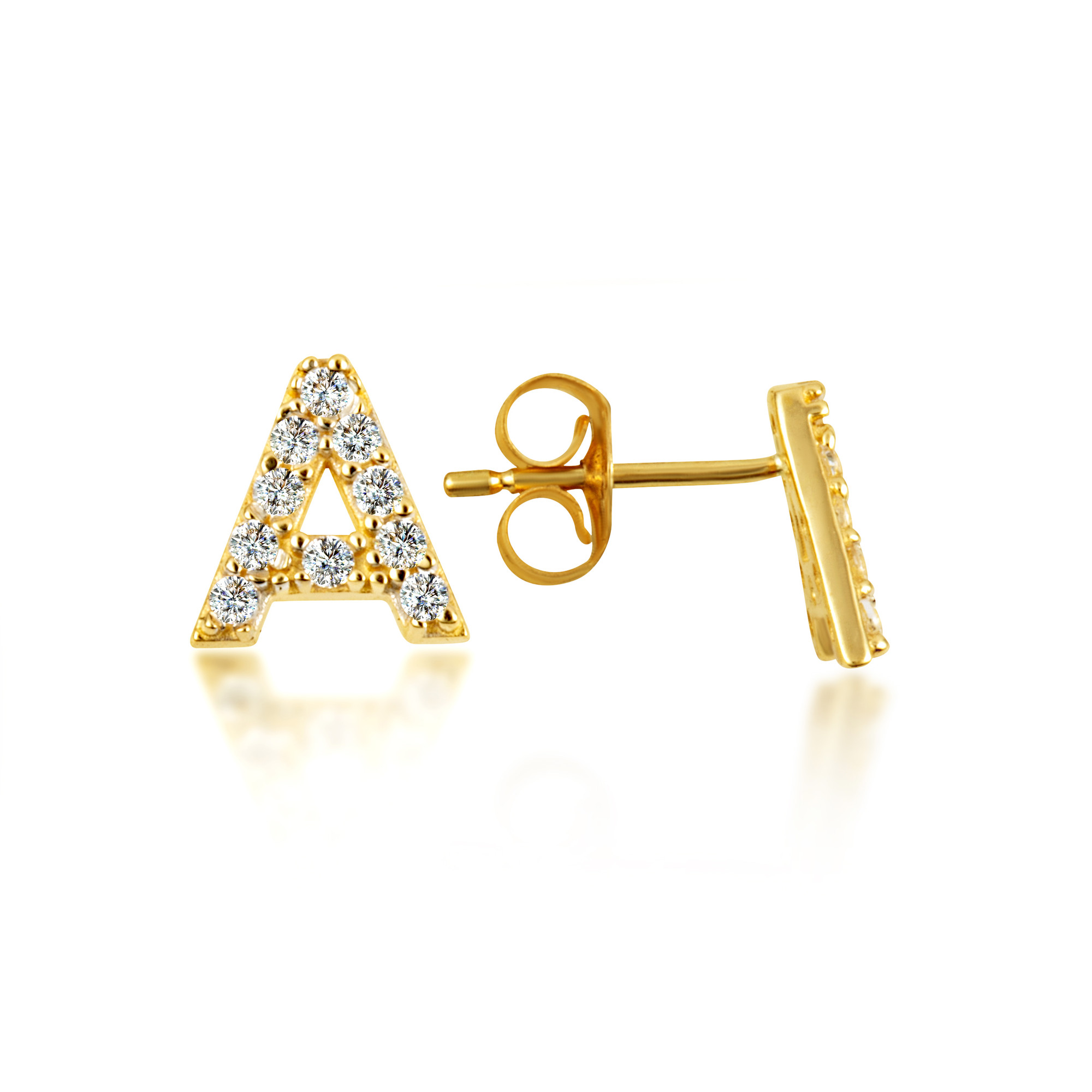 Diamond Initial Stud Earring | Initial Earrings | Rae Paz