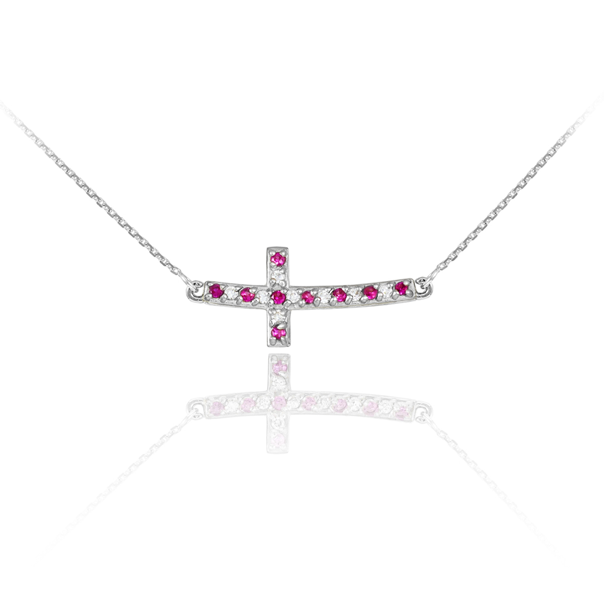 Amazon.com: LAVISHE 14K Gold Plated 925 Sterling Silver Cubic Zirconia  Small Curved Sideways Cross Necklace for Women, 18 inch : Clothing, Shoes &  Jewelry