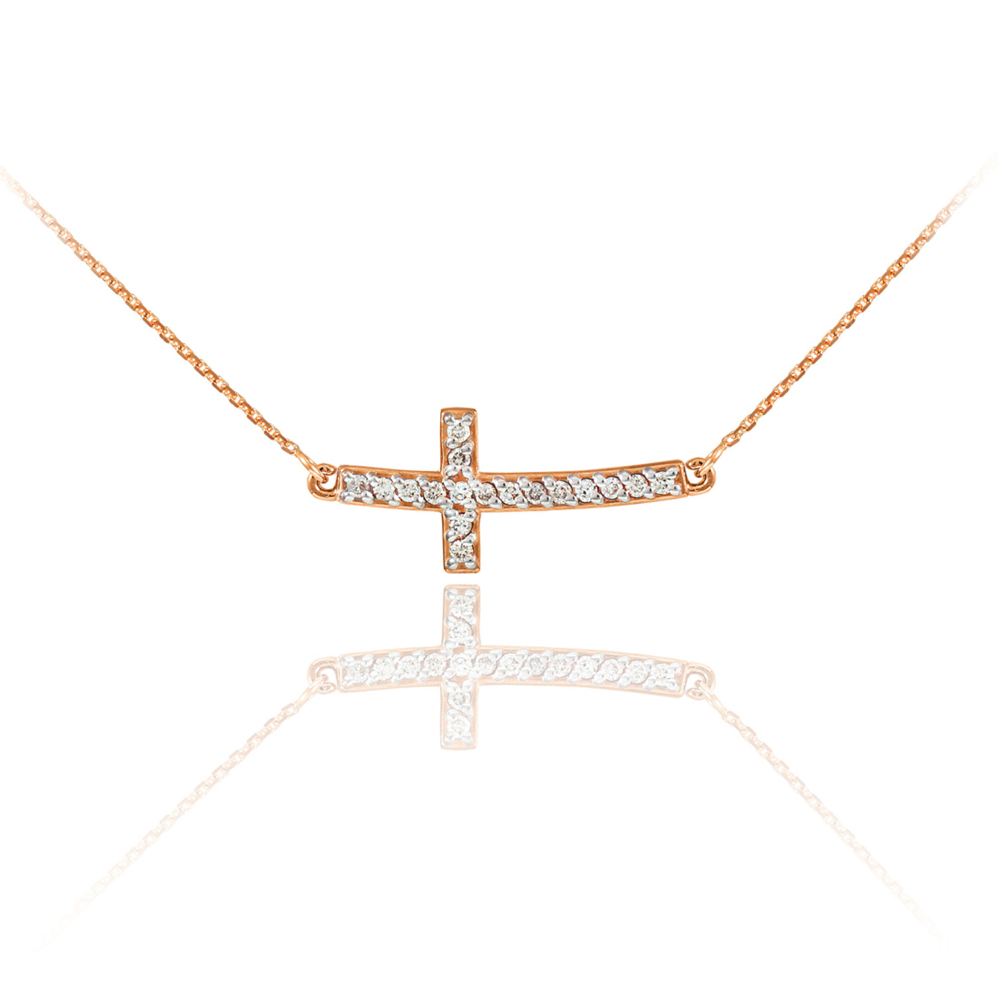 Side Cross Charm Classic Gigi Lagoon necklace, Rose Gold, 16.5