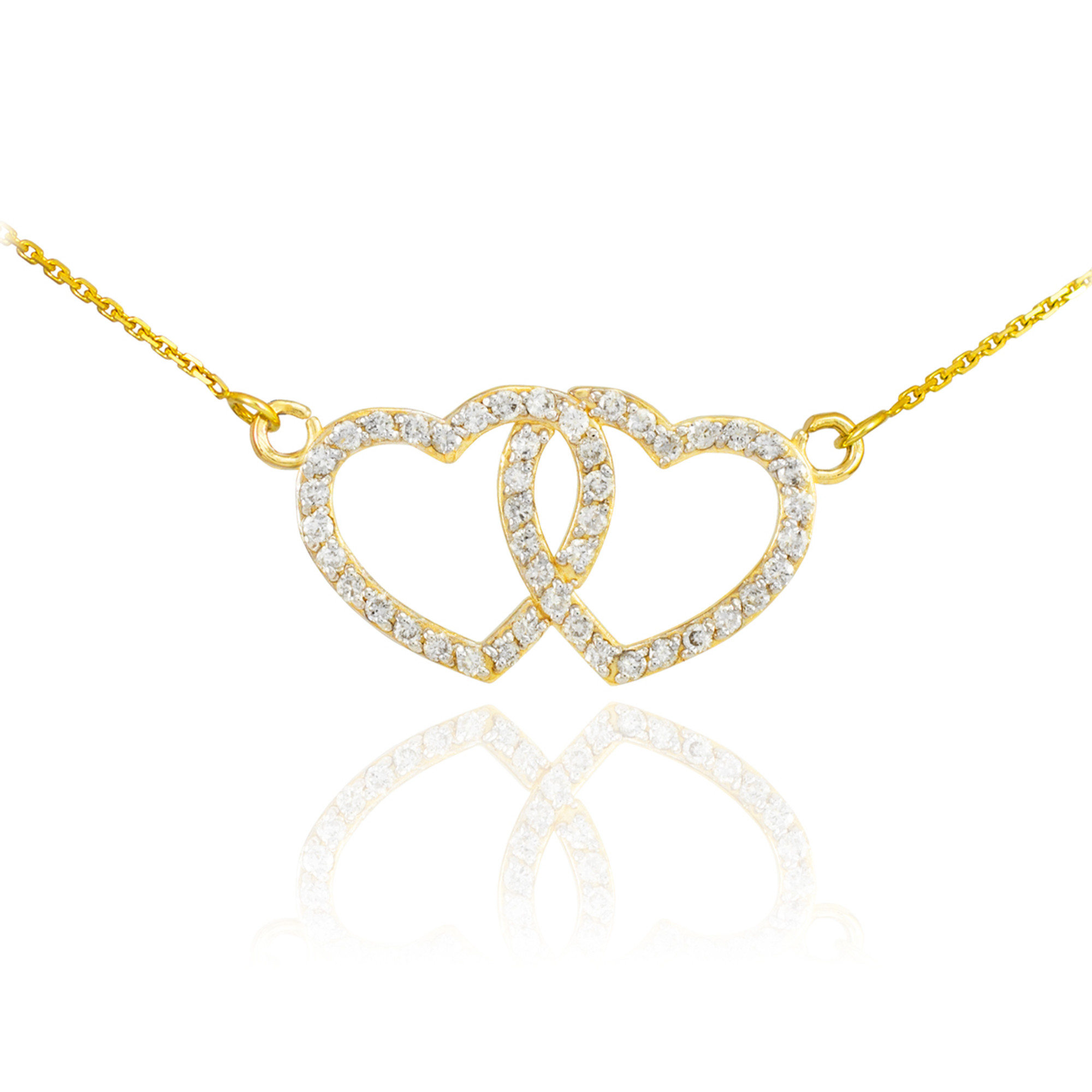 Sterling Silver Double Heart Diamond Pendant Necklace | H.Samuel