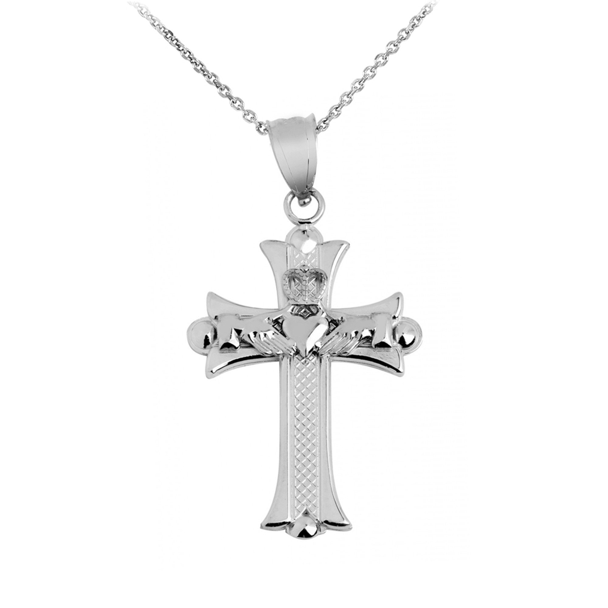 Claddagh Cross - Irish Celtic Pendant w/ Chain Necklace (Heart & Crown) -  Stainless Steel Commitment Jewelry - Pride Shack