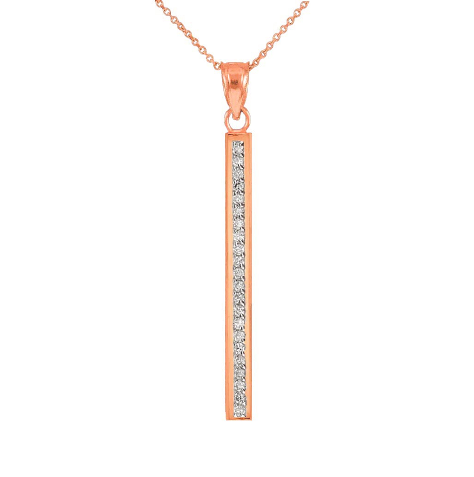 14KT GOLD 0.06 CTW DIAMOND SATIN VERTICAL BAR NECKLACE | Vertical bar  necklace, Bar necklace, 14kt gold