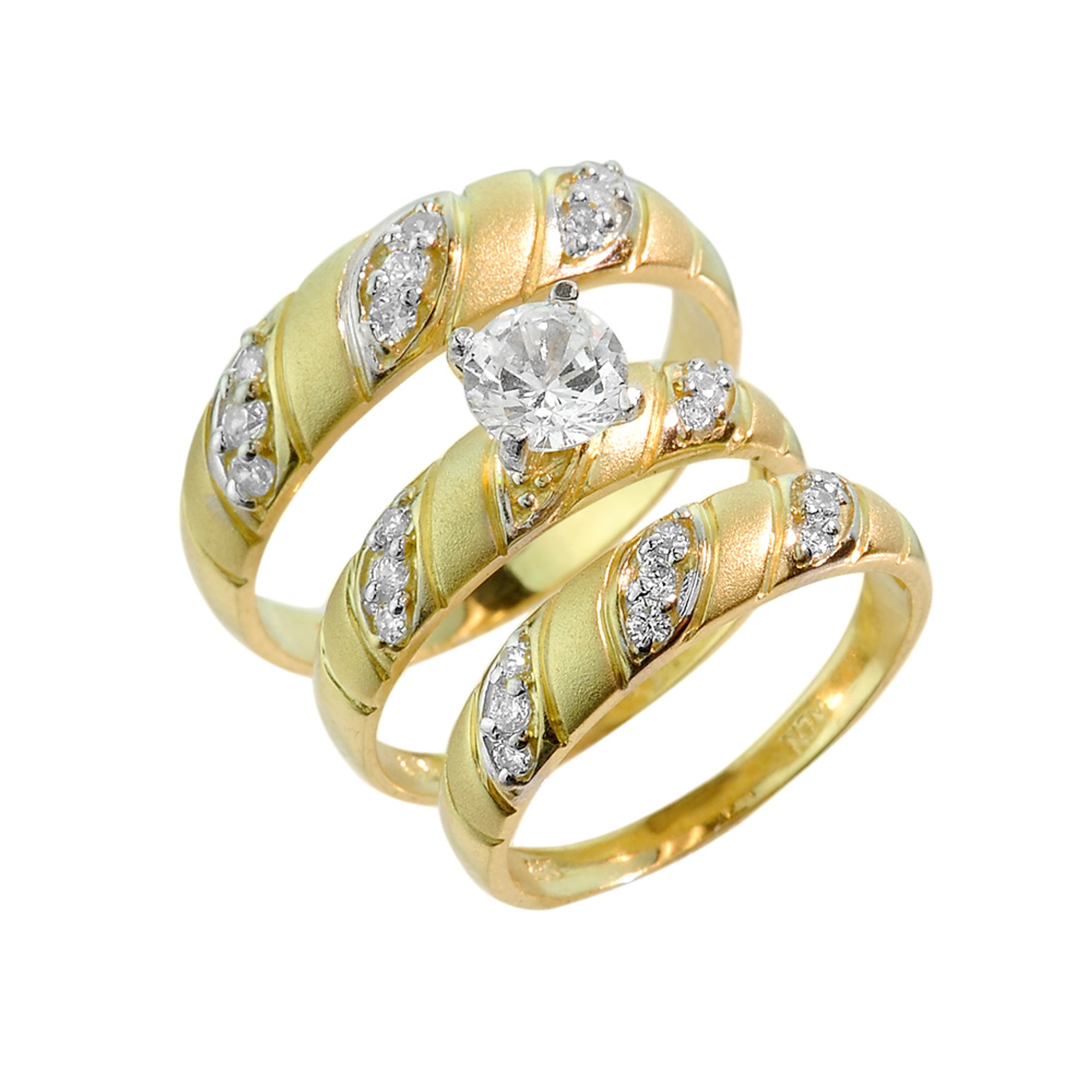 3 piece gold clearance wedding ring sets