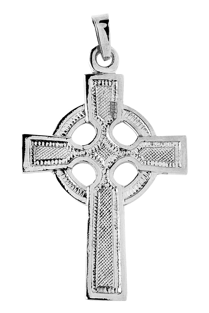 White Gold Celtic Polished cross