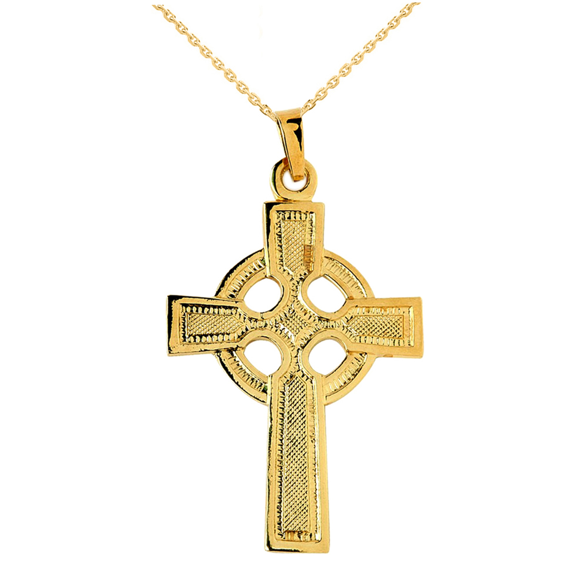 Amazon.com: High Polish 10k Yellow Gold Celtic Cross Pendant Necklace, 16