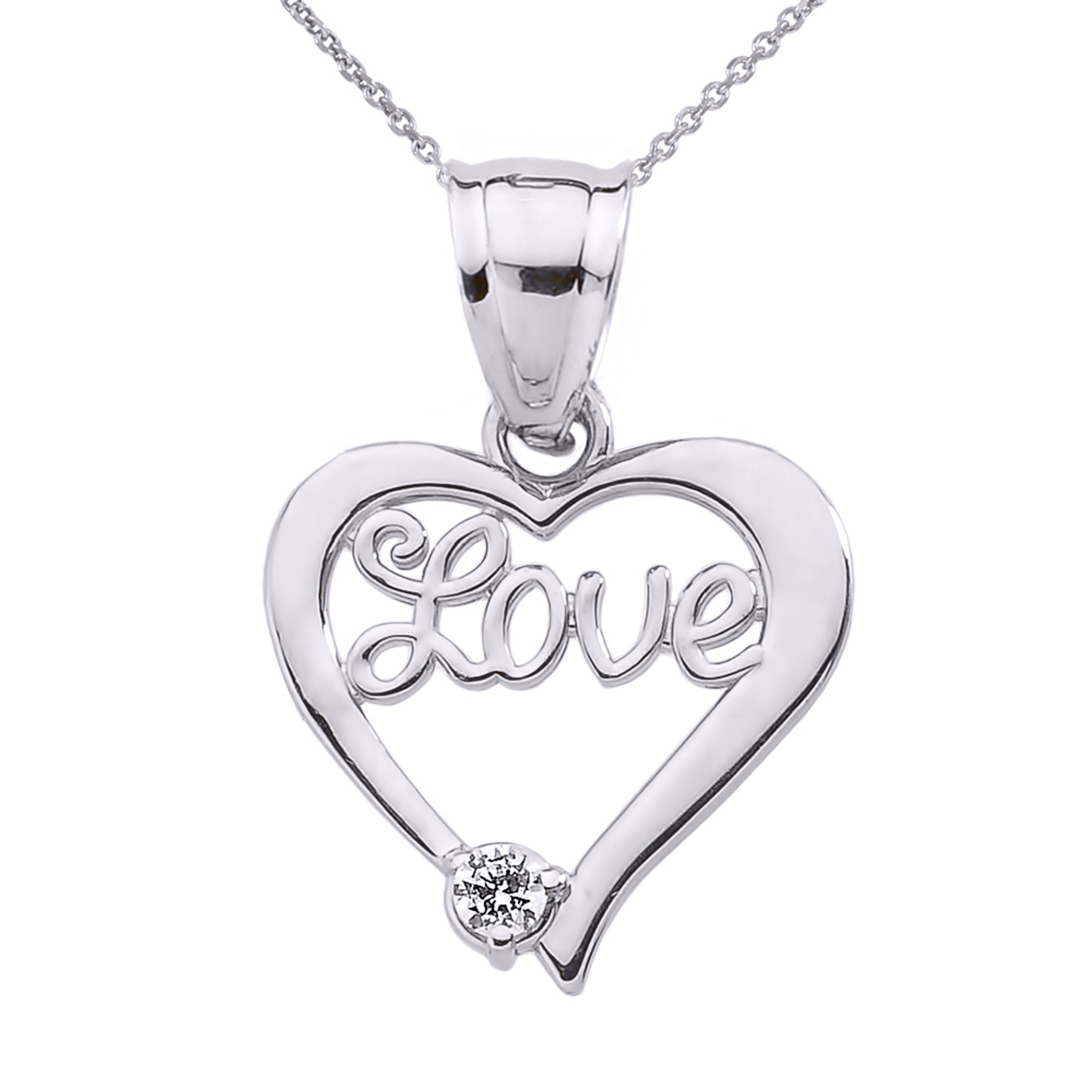 14K White Gold Sideways Open Heart 