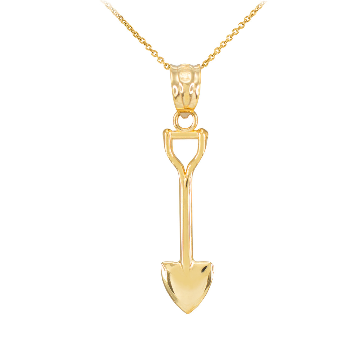 Polished Gold Shovel Pendant Necklace Shovel Pendants