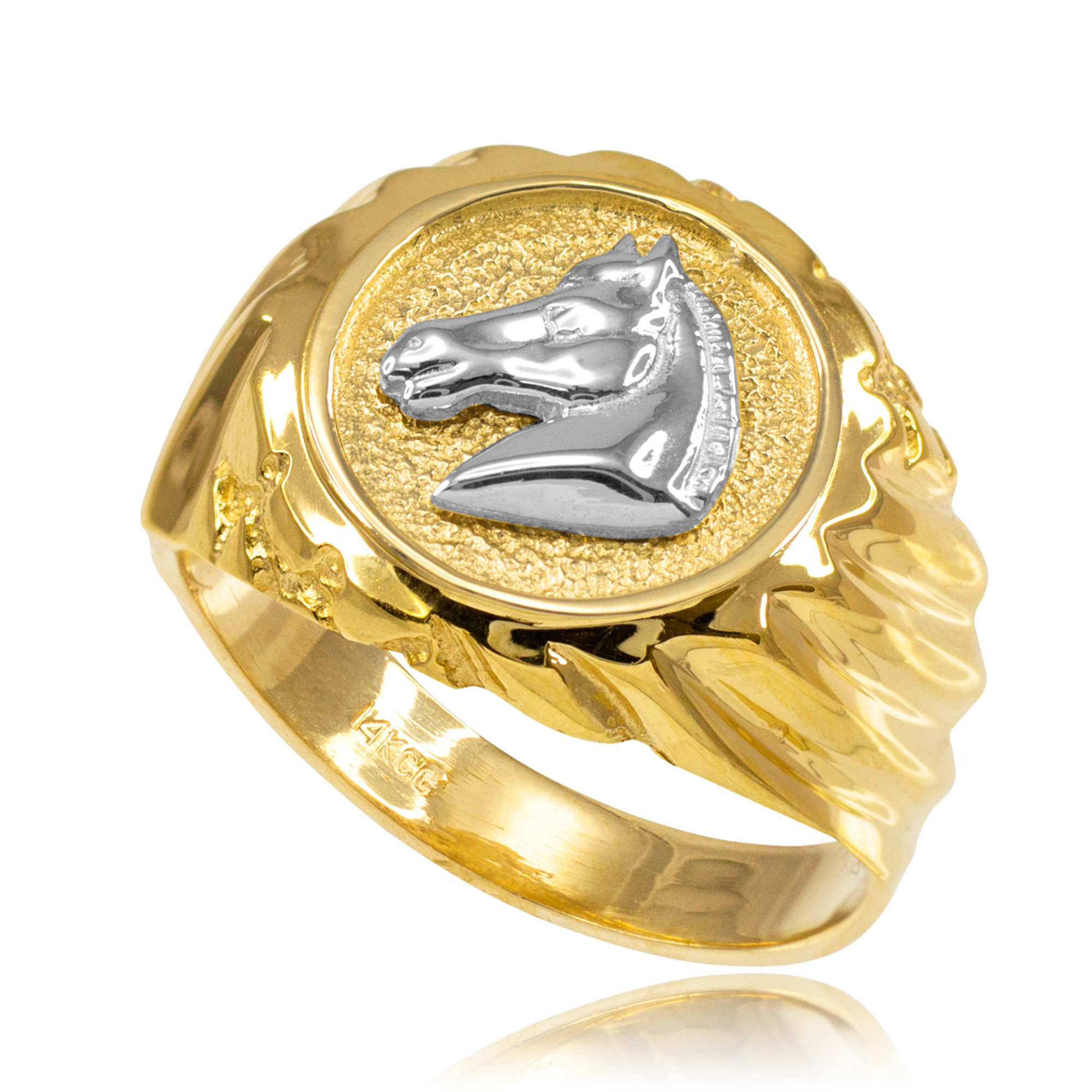 Men's Diamond Horseshoe Ring, in 14k Yellow Gold | Jewel Scene