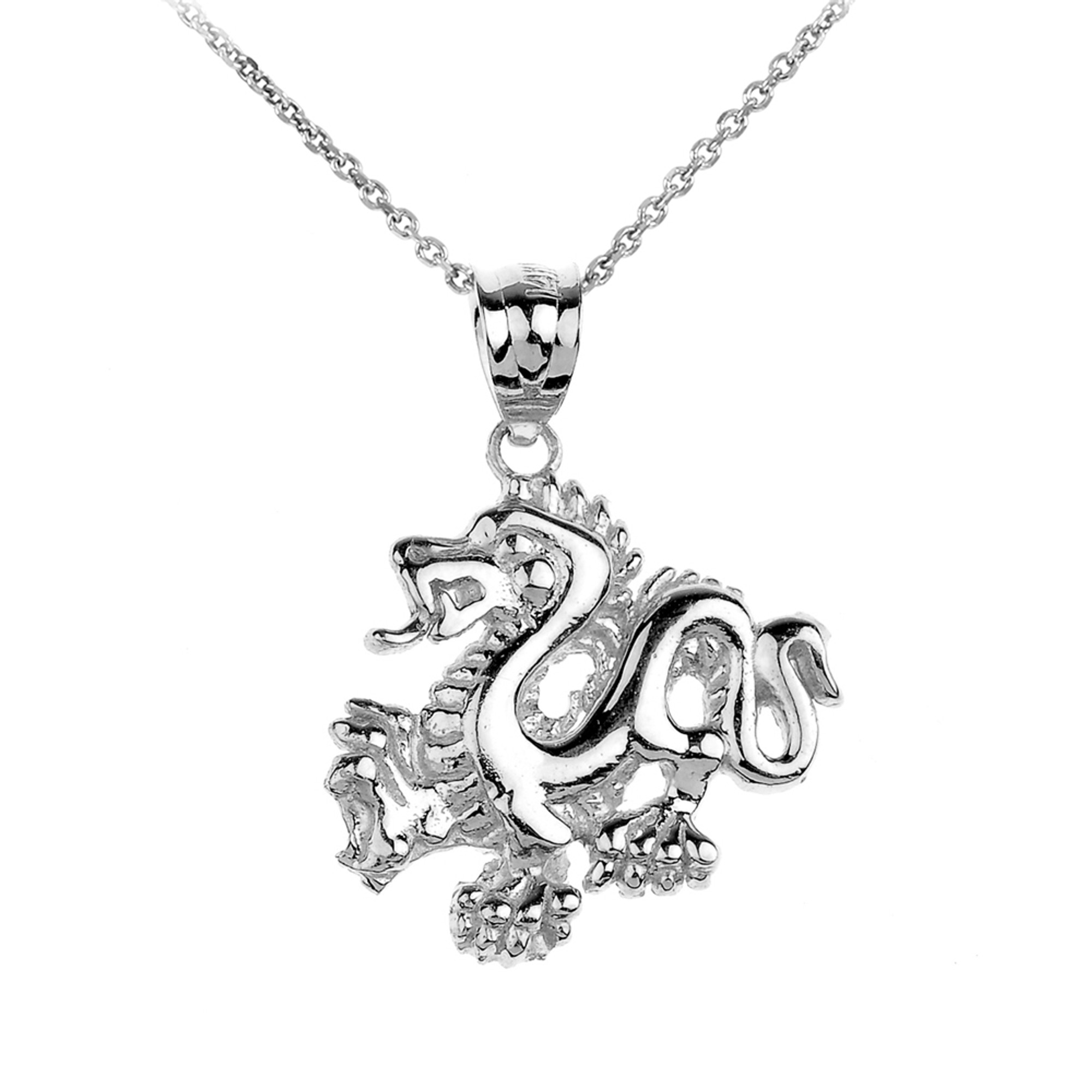 Handmade sterling silver 925 dragon D20 necklace