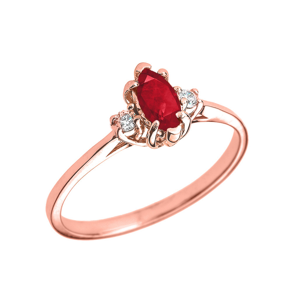 Dainty 10k Yellow Gold Heart January Birthstone Promise Ring - Red CZ Center With White Side Stones, 1.5mm Band - View #4